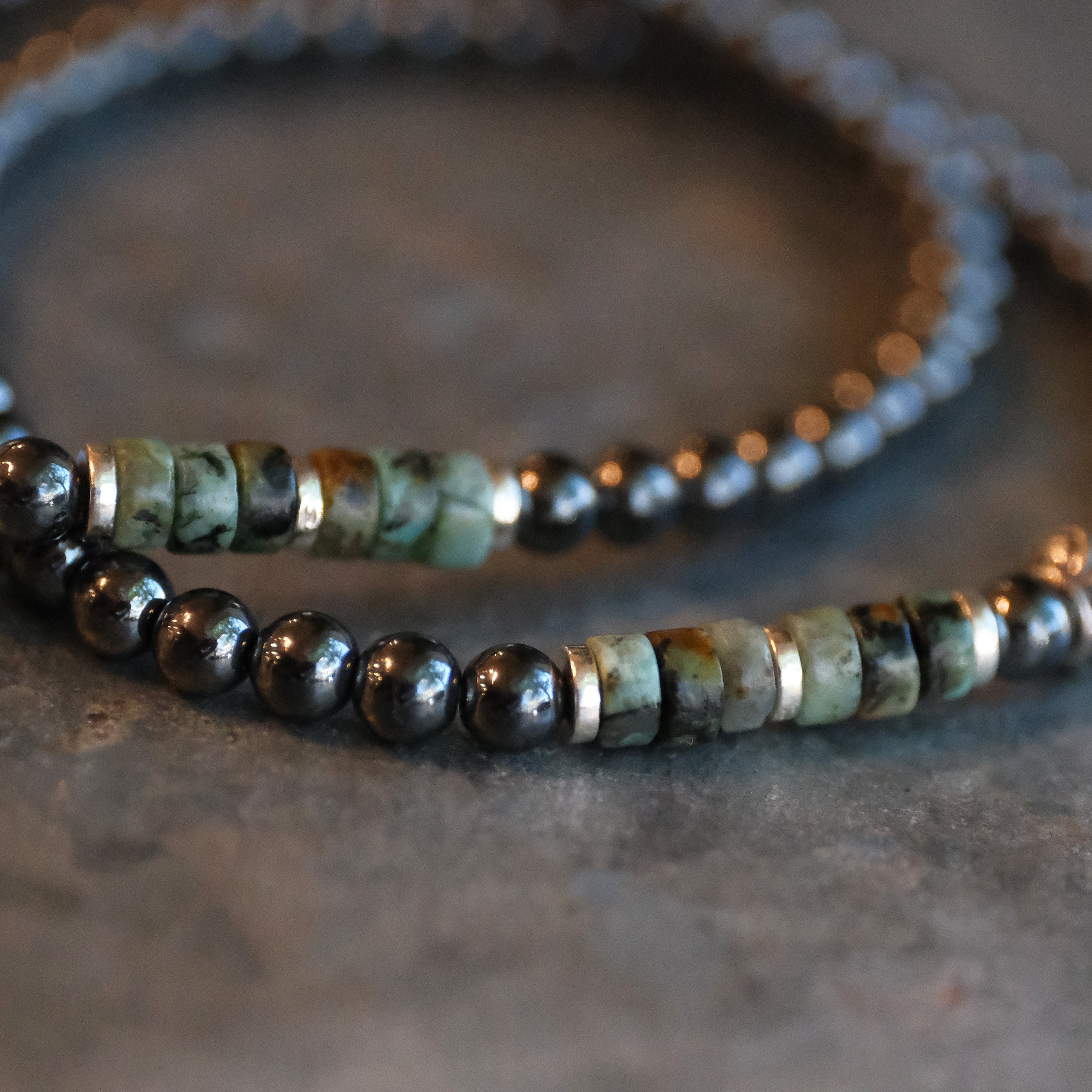 Hematite + Turquoise Bracelet