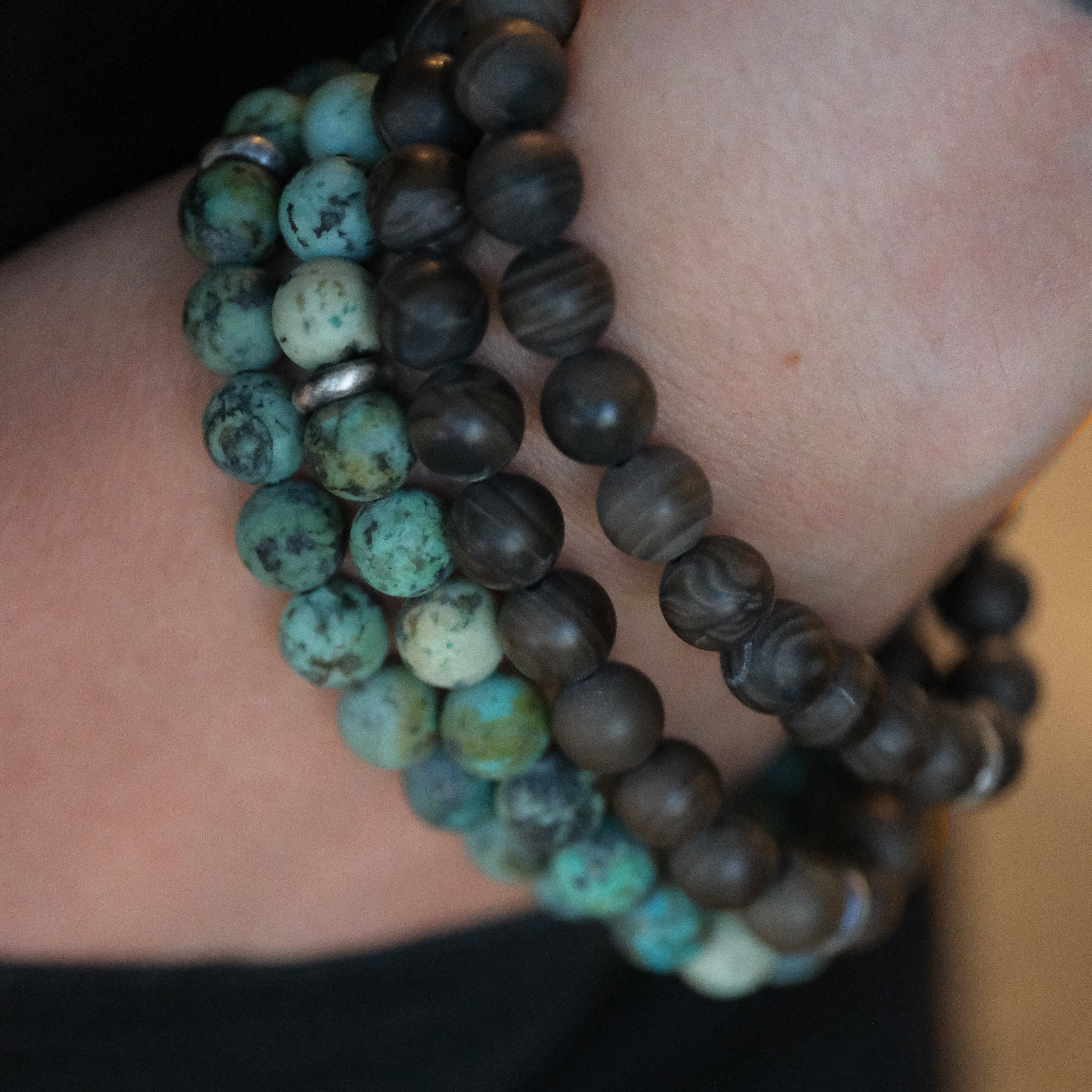 African Teal Jasper + Sterling Bracelet