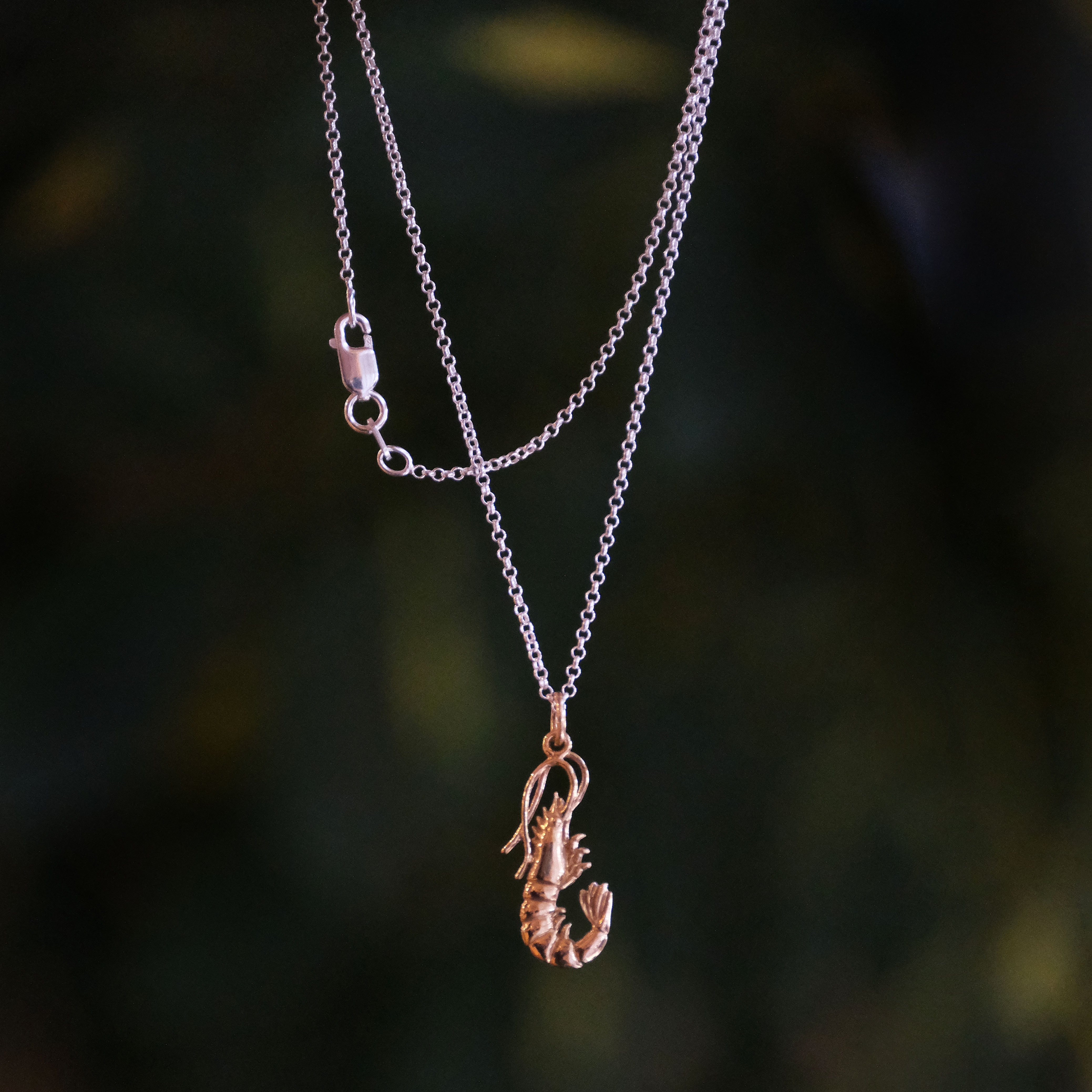 Bronze + Sterling Shrimpy Necklace