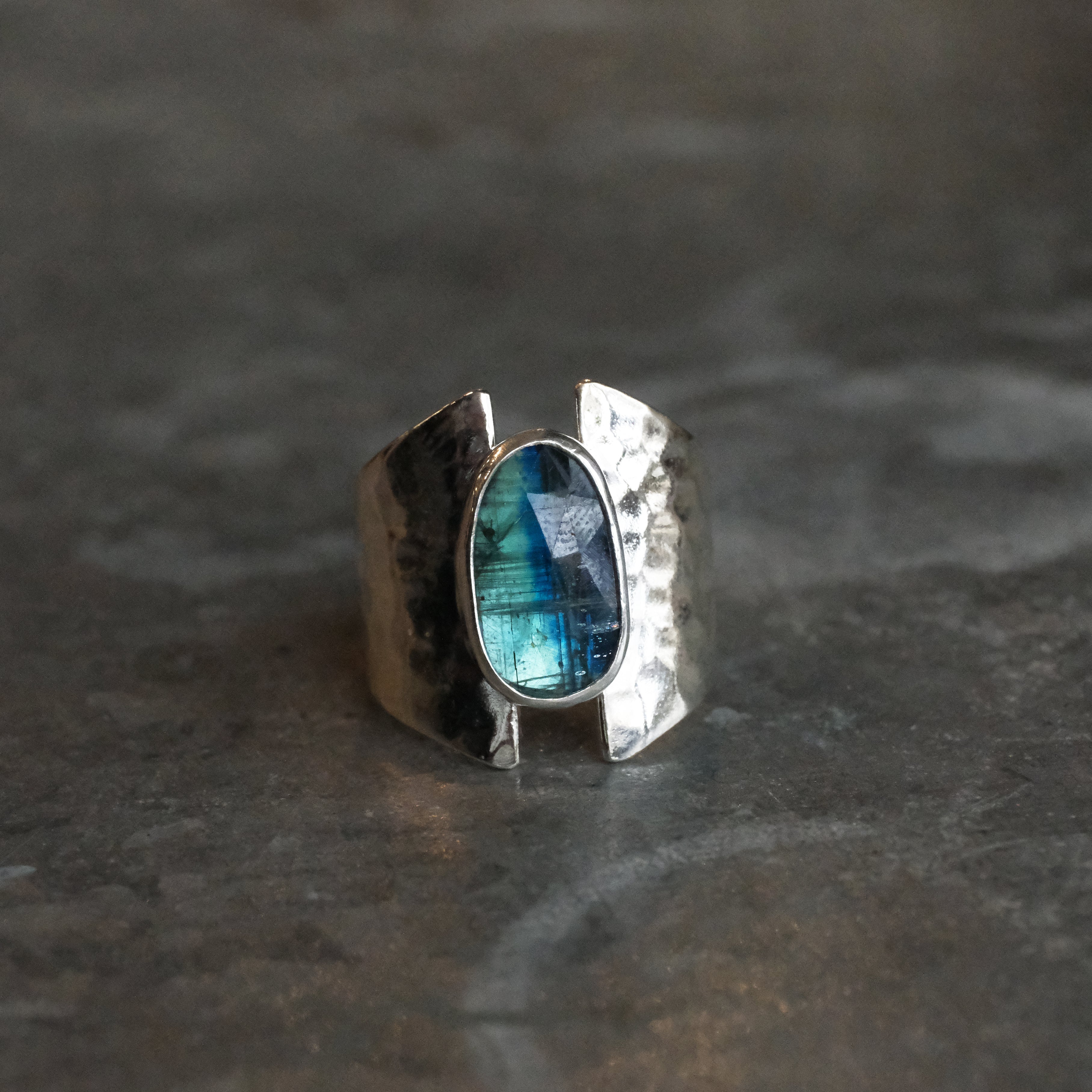 Blue Kyanite Shield Ring (Size 7) - One of a Kind