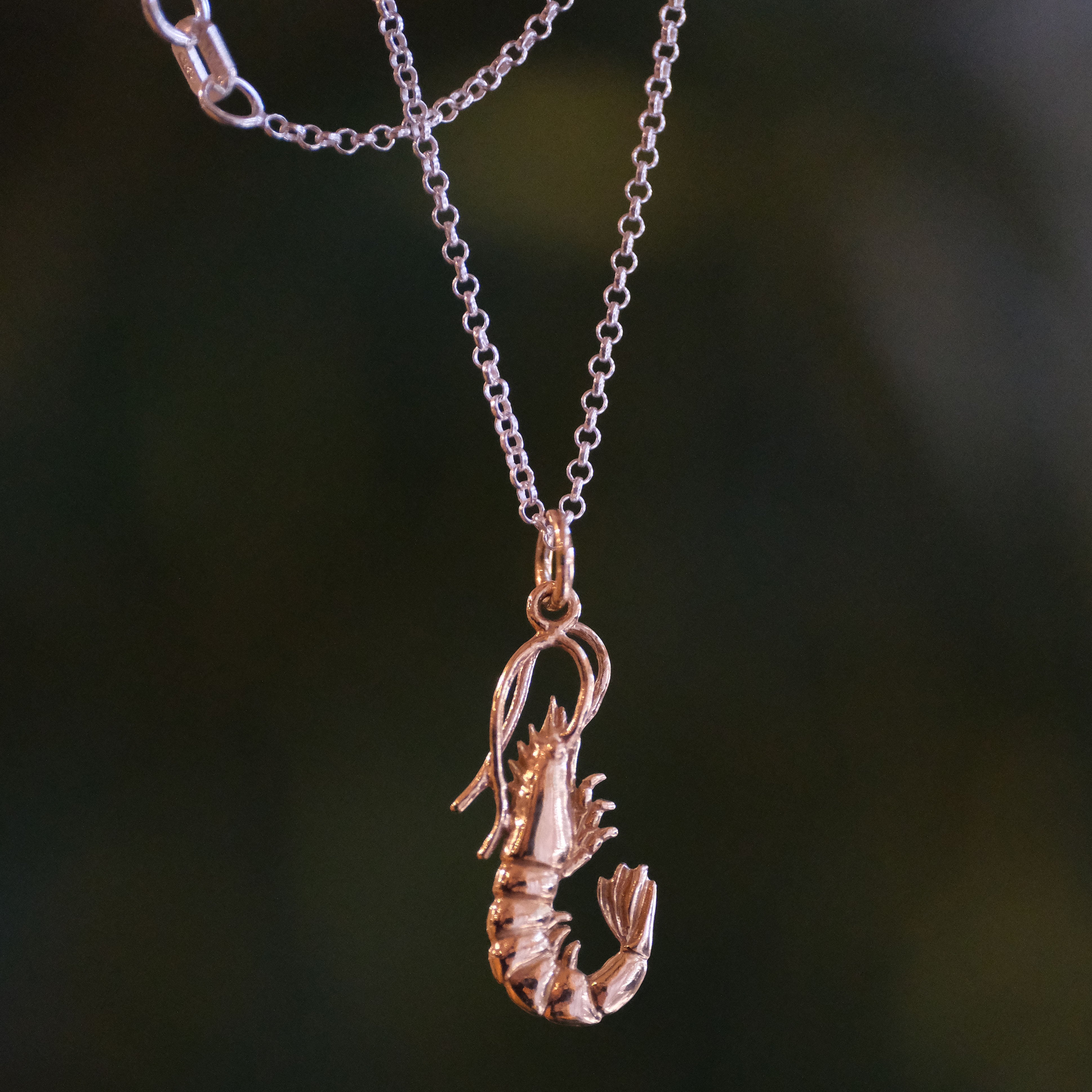 Bronze + Sterling Shrimpy Necklace