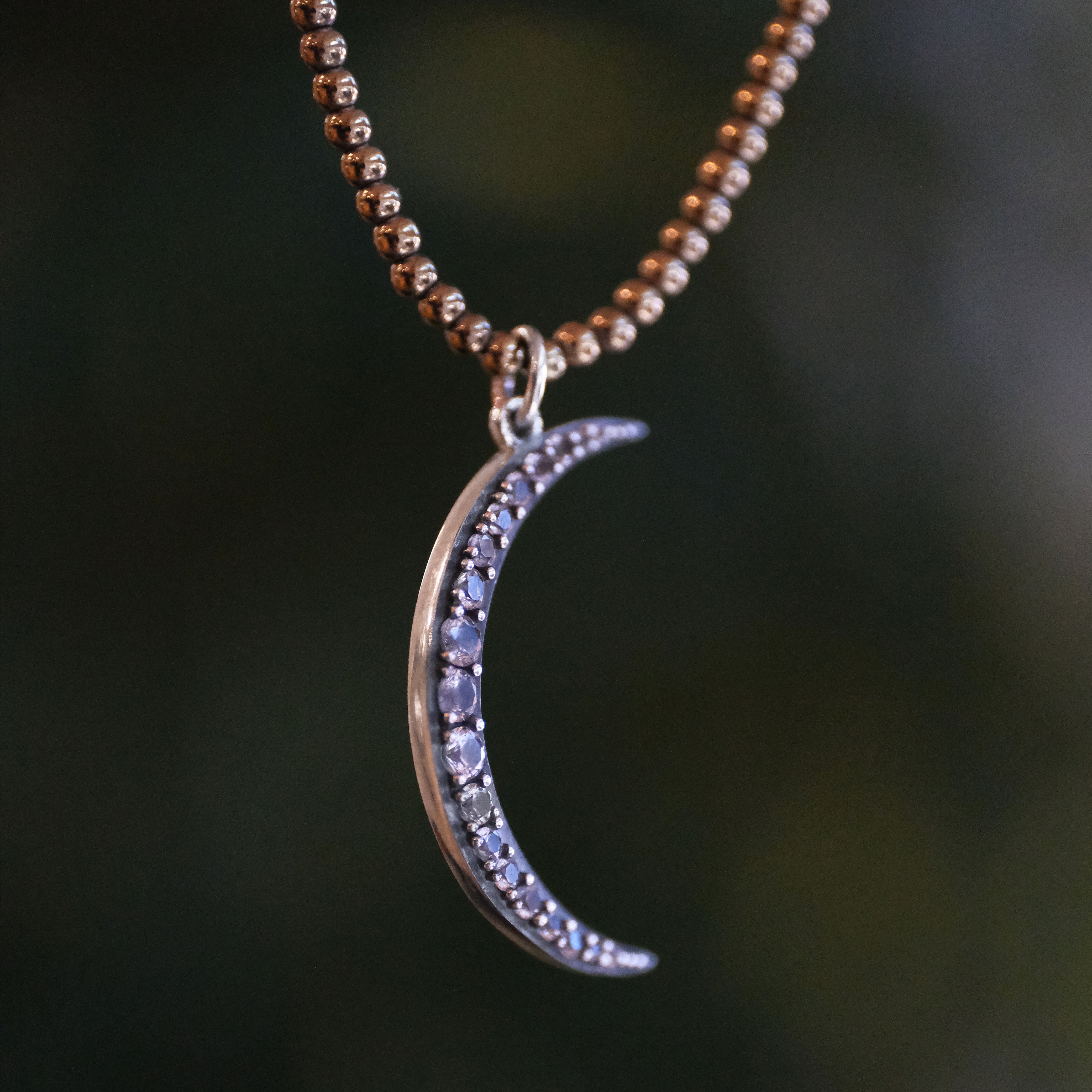 Waxing Pyrite + White Sapphire Necklace - One of a Kind