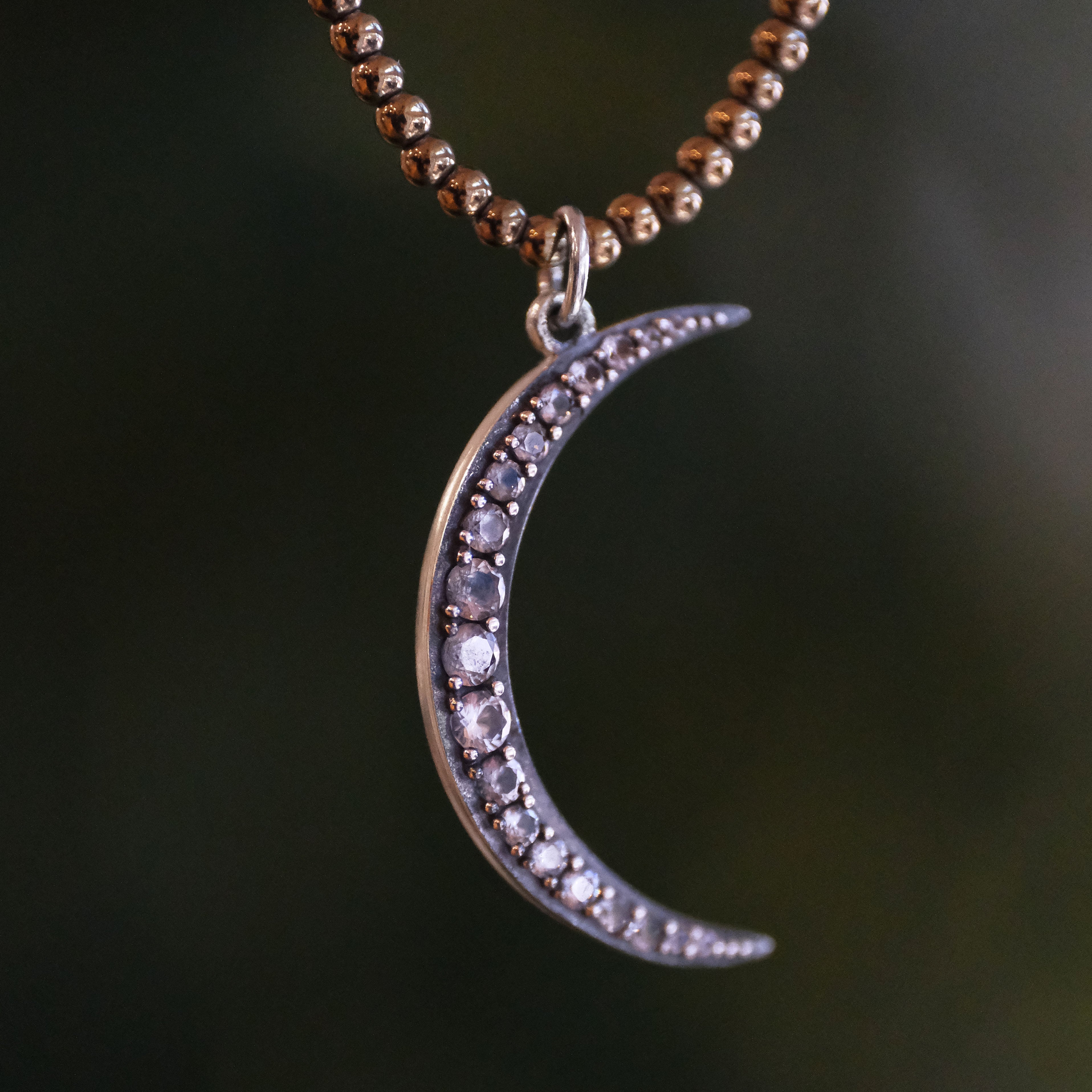 Waxing Pyrite + White Sapphire Necklace - One of a Kind