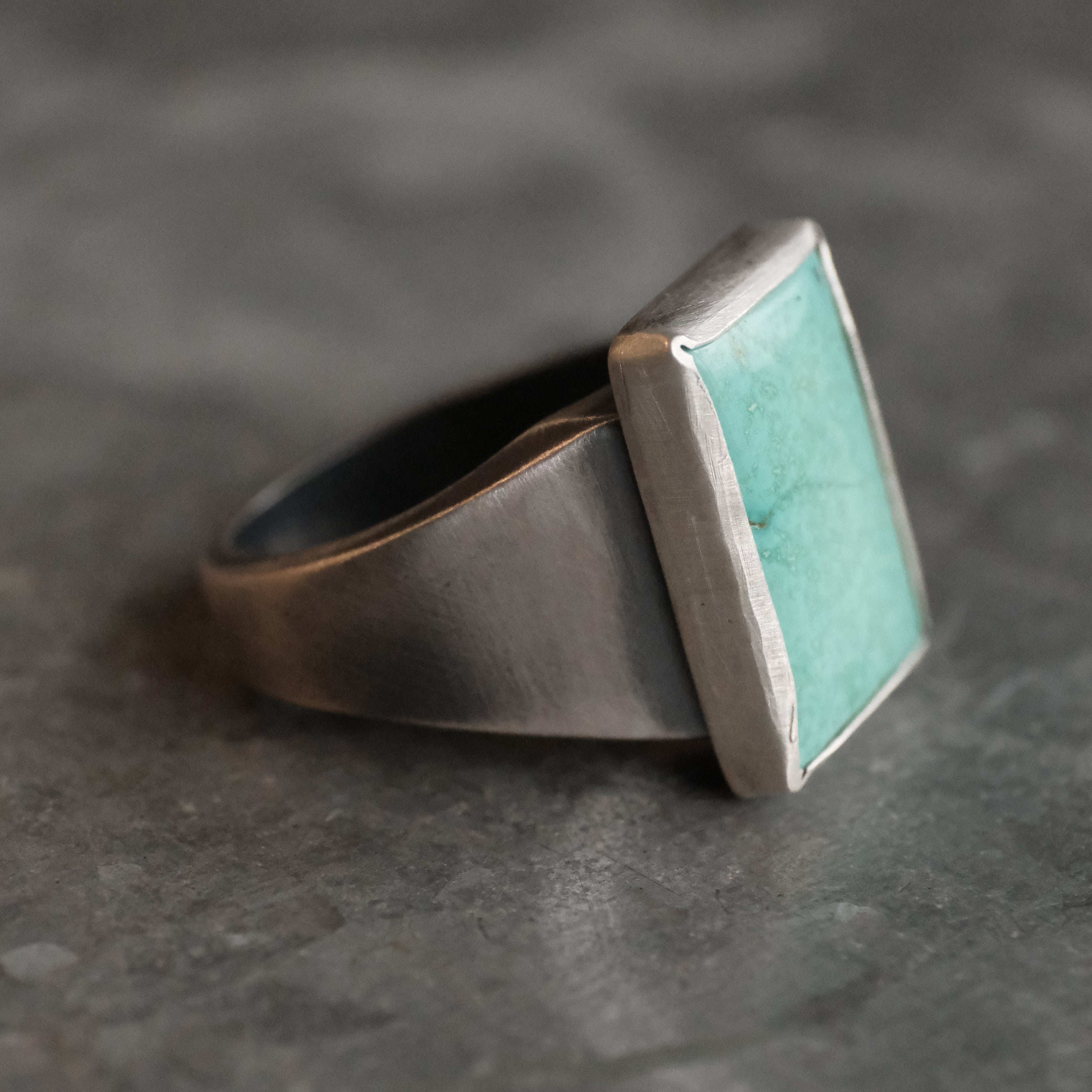 Turquoise Stepping Stone Signet Ring (Size 9) - One of a Kind