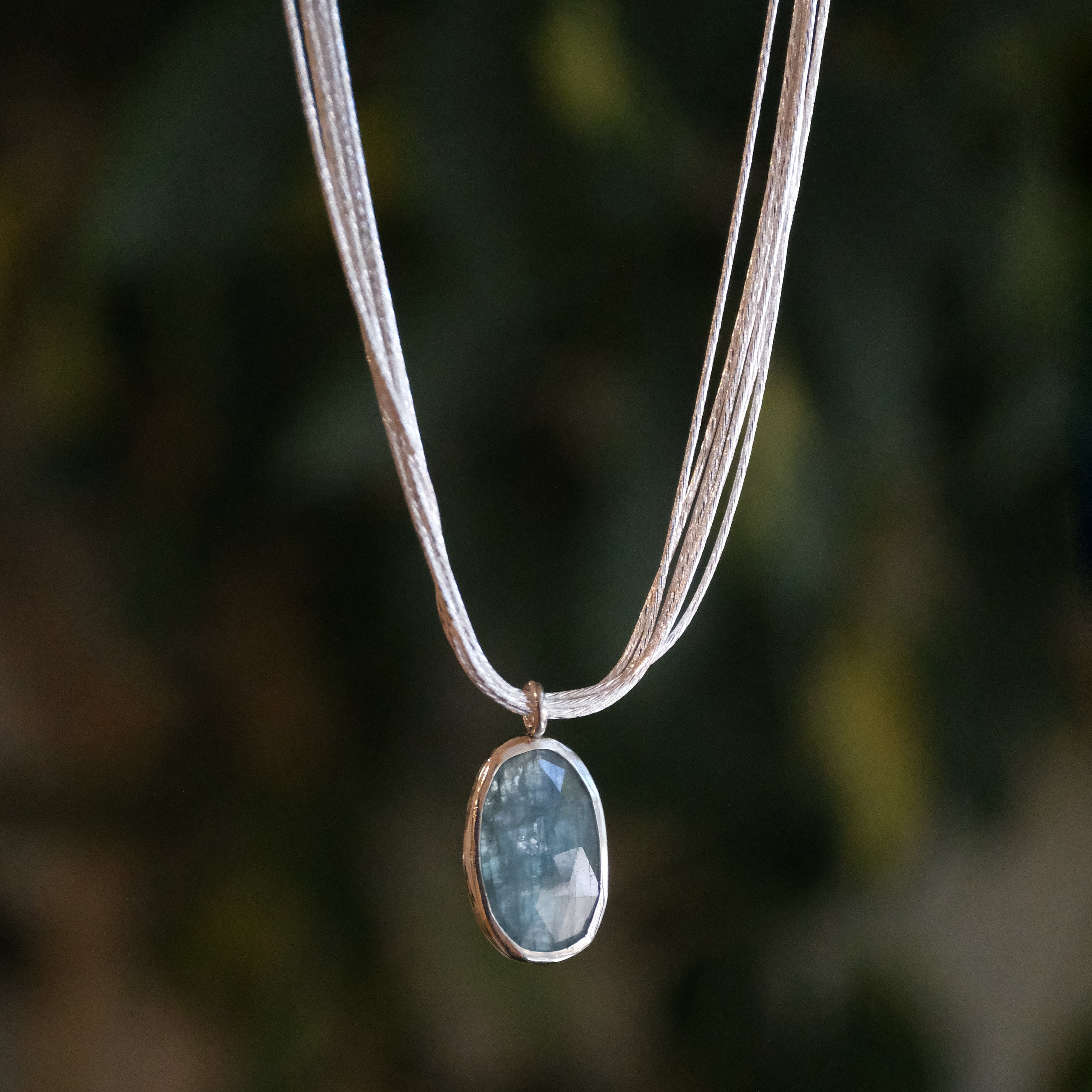 Aqua Kyanite Liquid Strand Necklace - One of a Kind