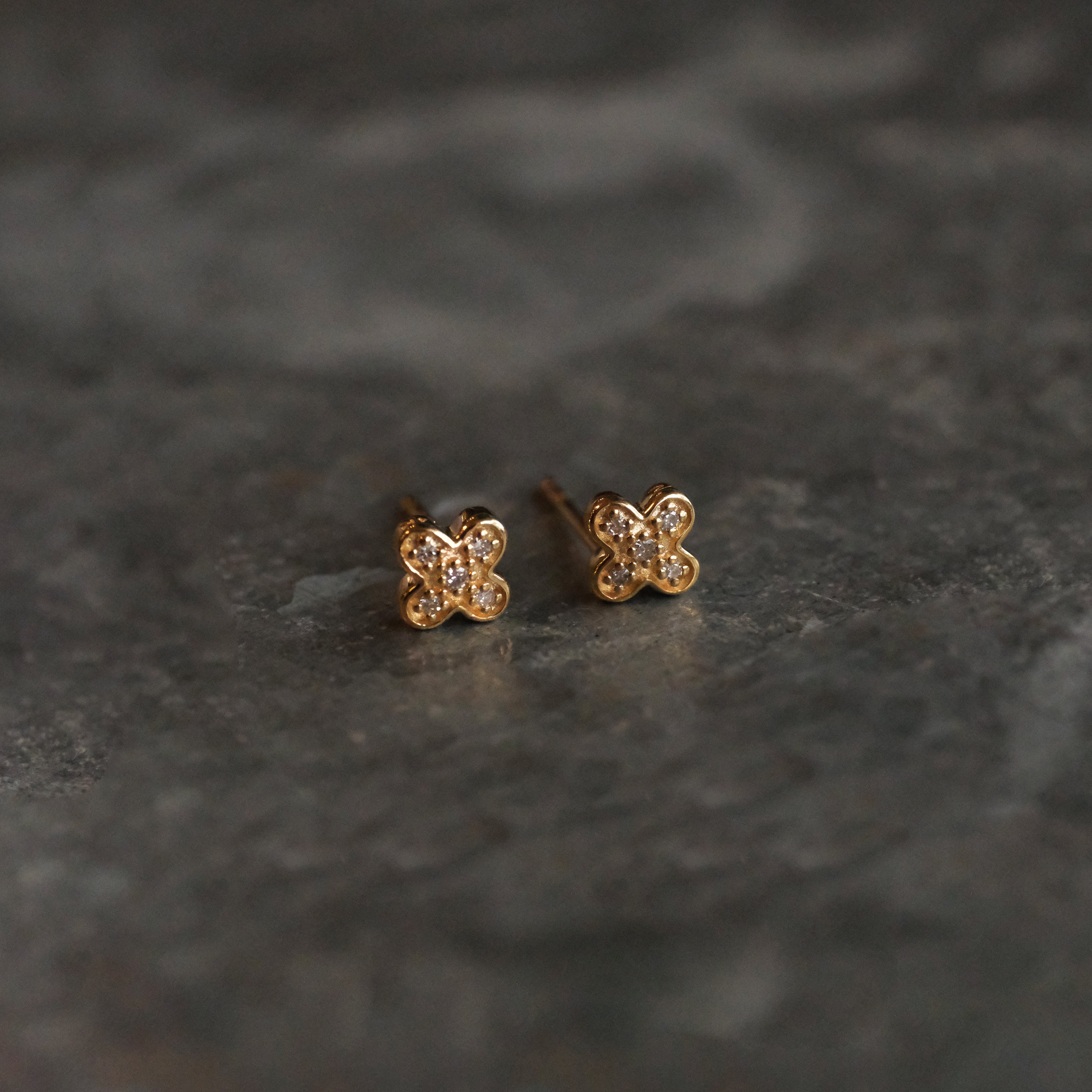 14k + Natural Diamond Criss Cross Studs