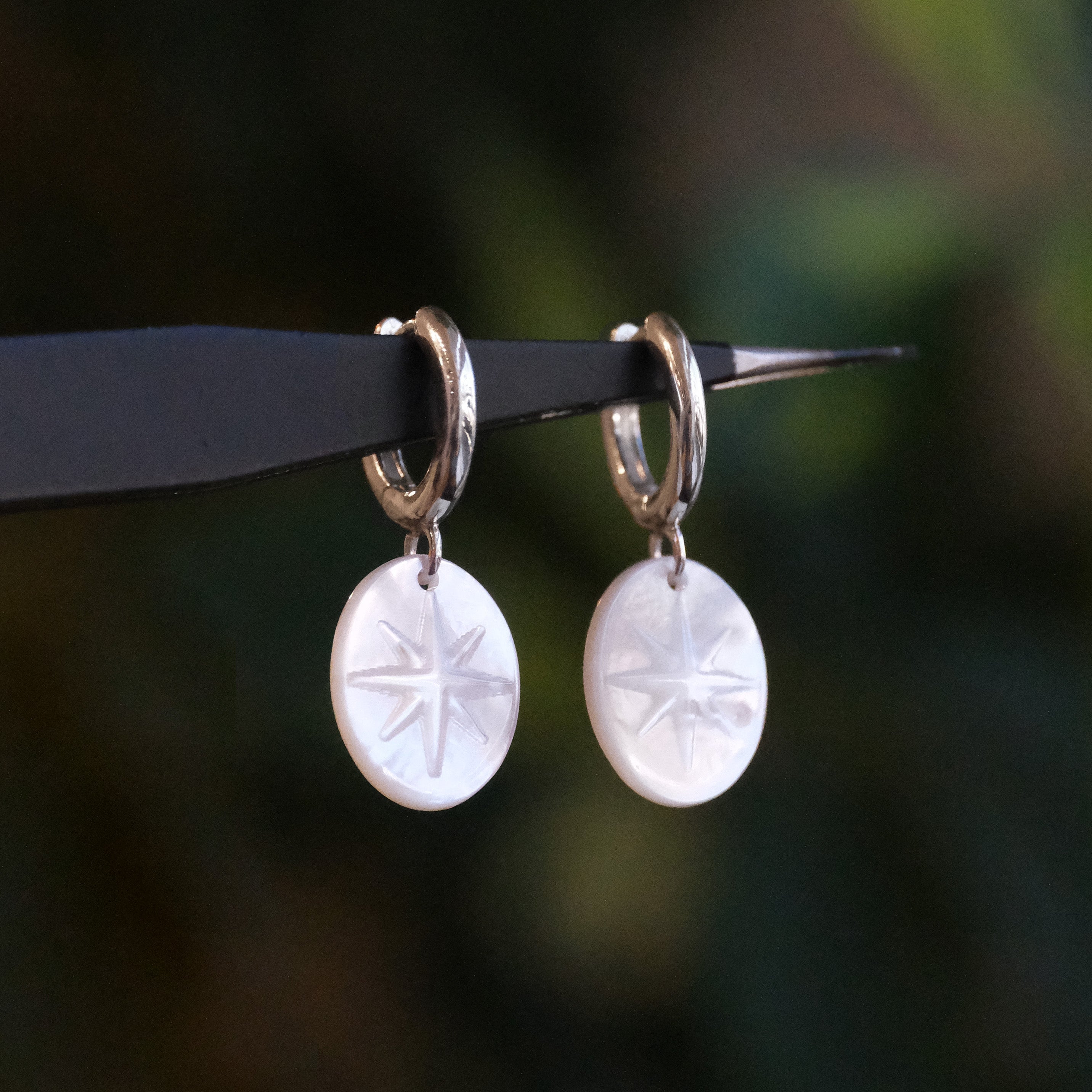 Sterling + Mother of Pearl North Star Huggers