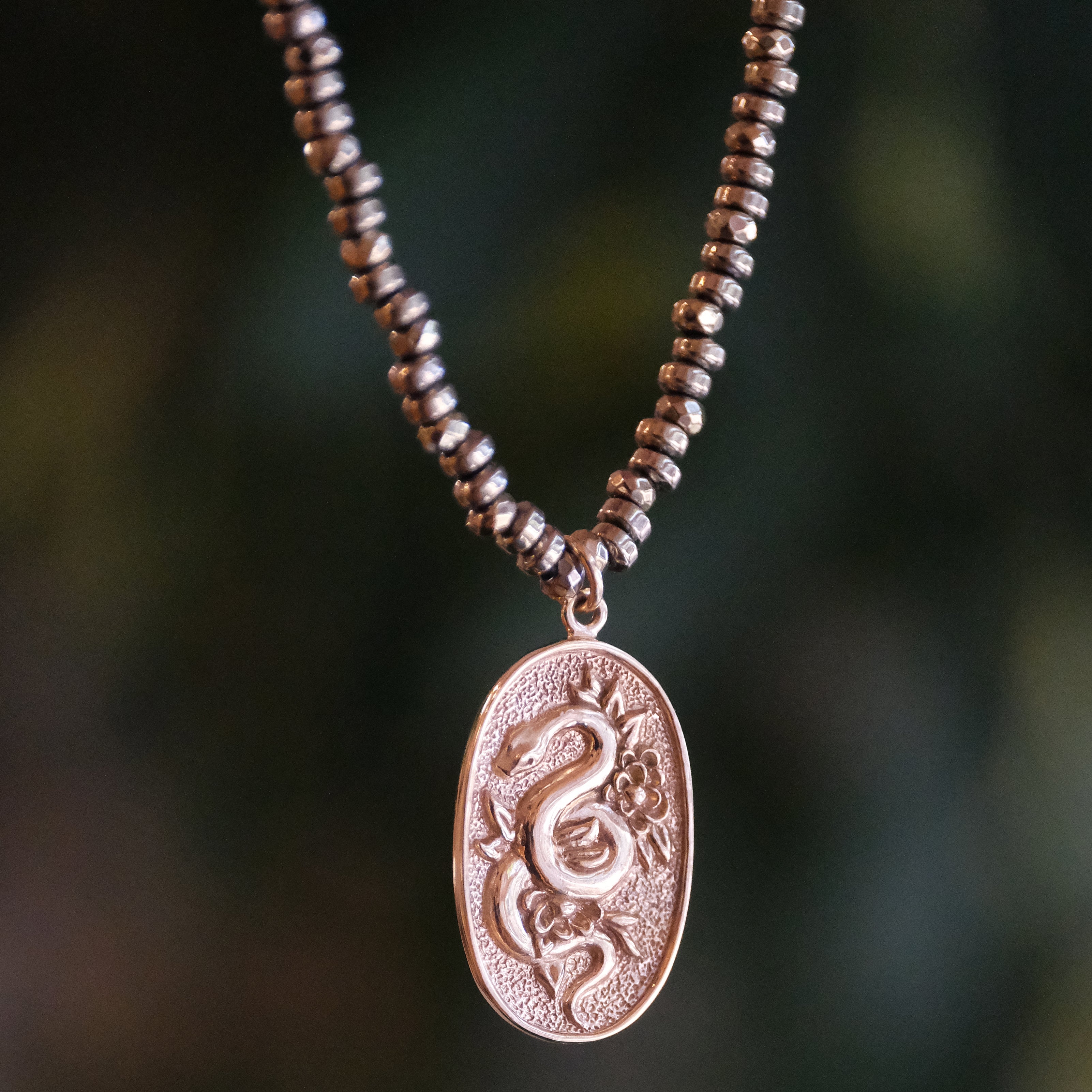 Pyrite + Bronze Serpent Necklace - One of a Kind