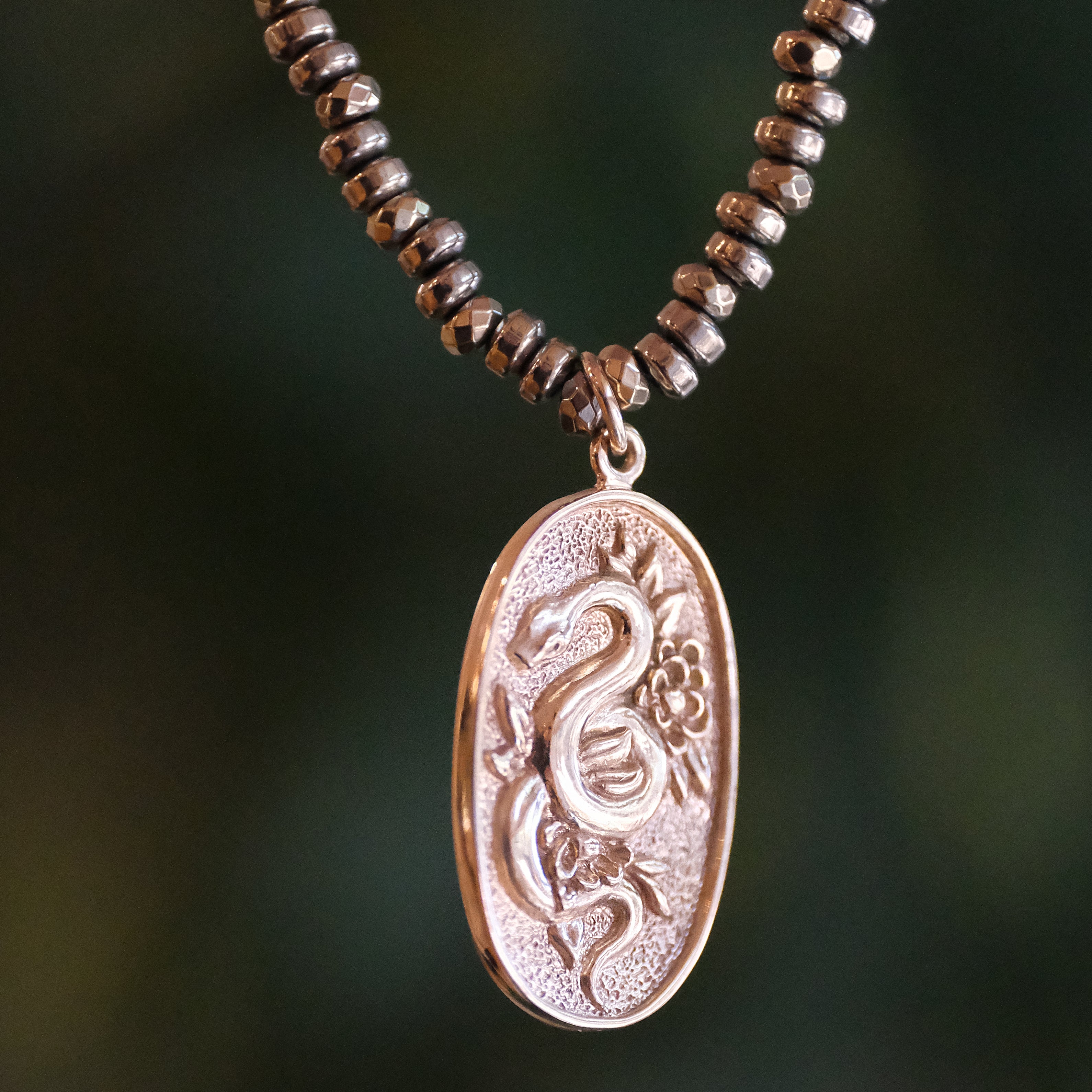 Pyrite + Bronze Serpent Necklace - One of a Kind