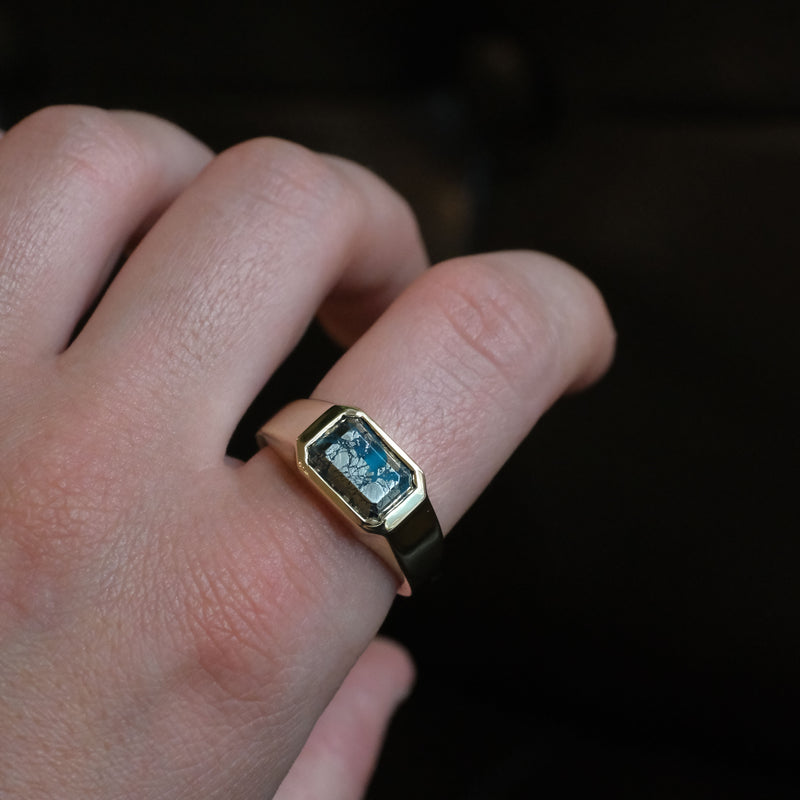 14k + Morenci Turquoise Signet Ring
