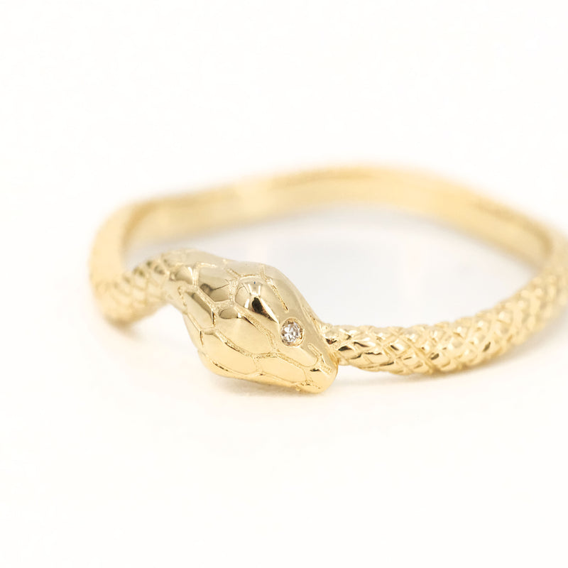 14k + Diamond Serpent Ring