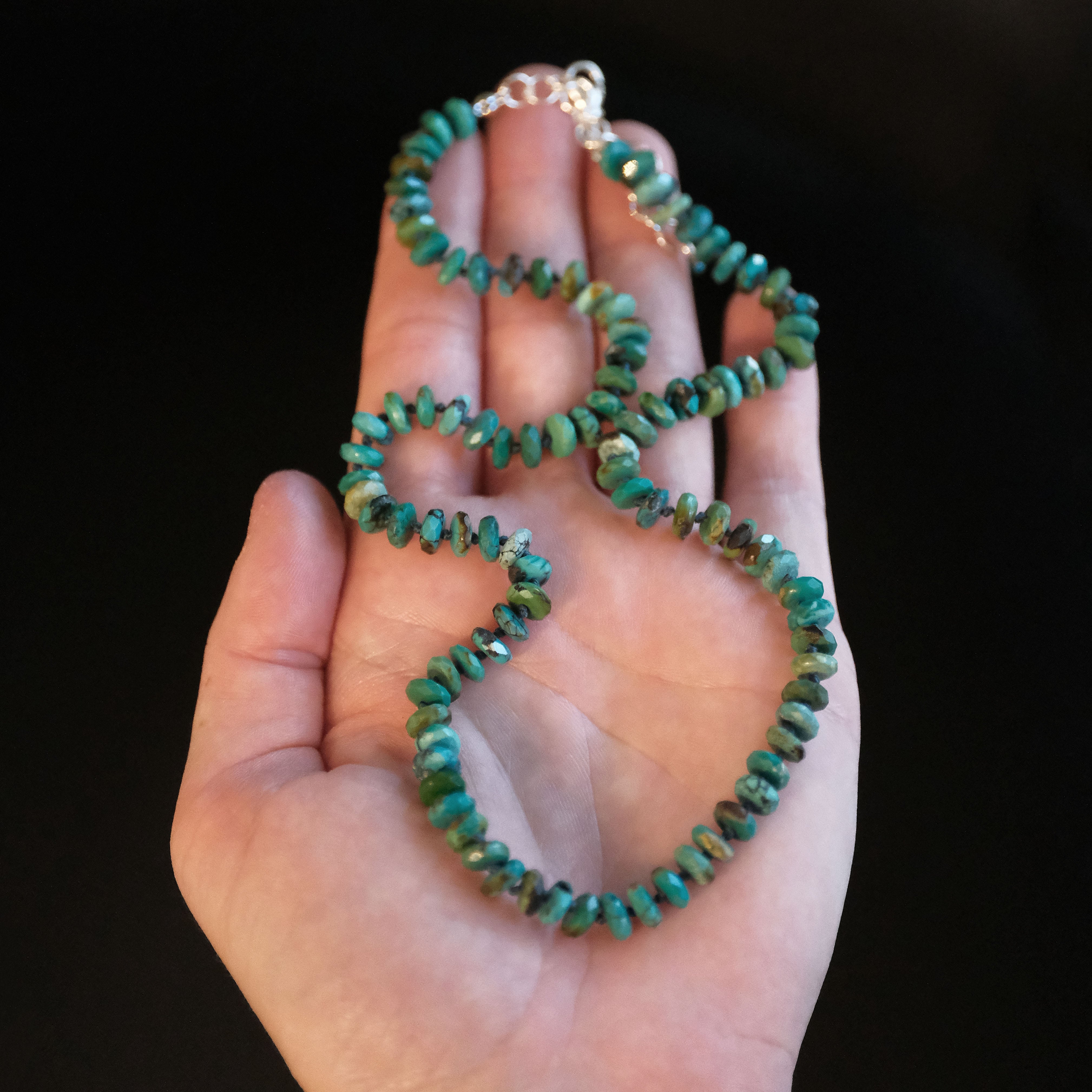 Knotted Turquoise + Sterling Taos Necklace