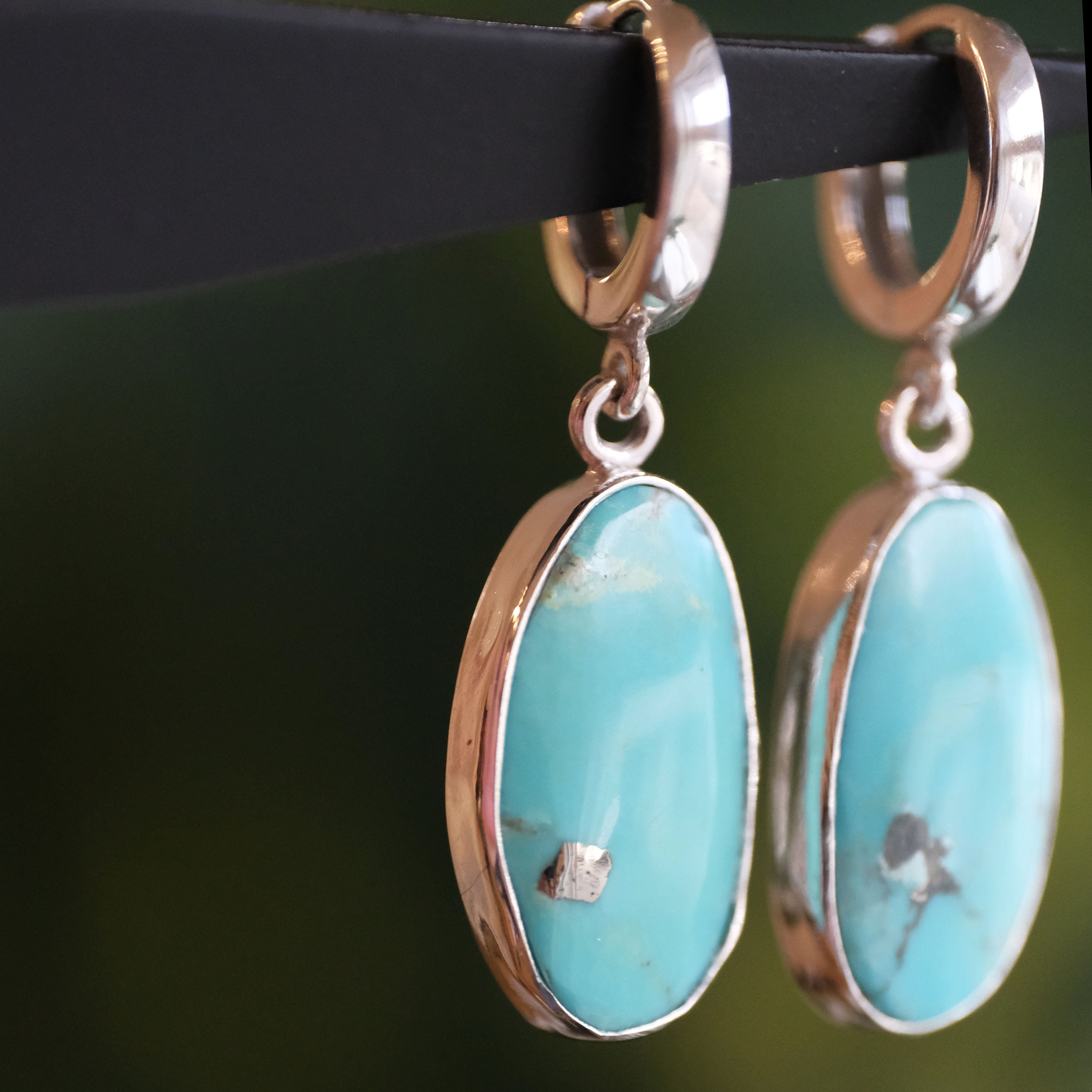 Turquoise Droplet Hugger Earrings - One of a Kind