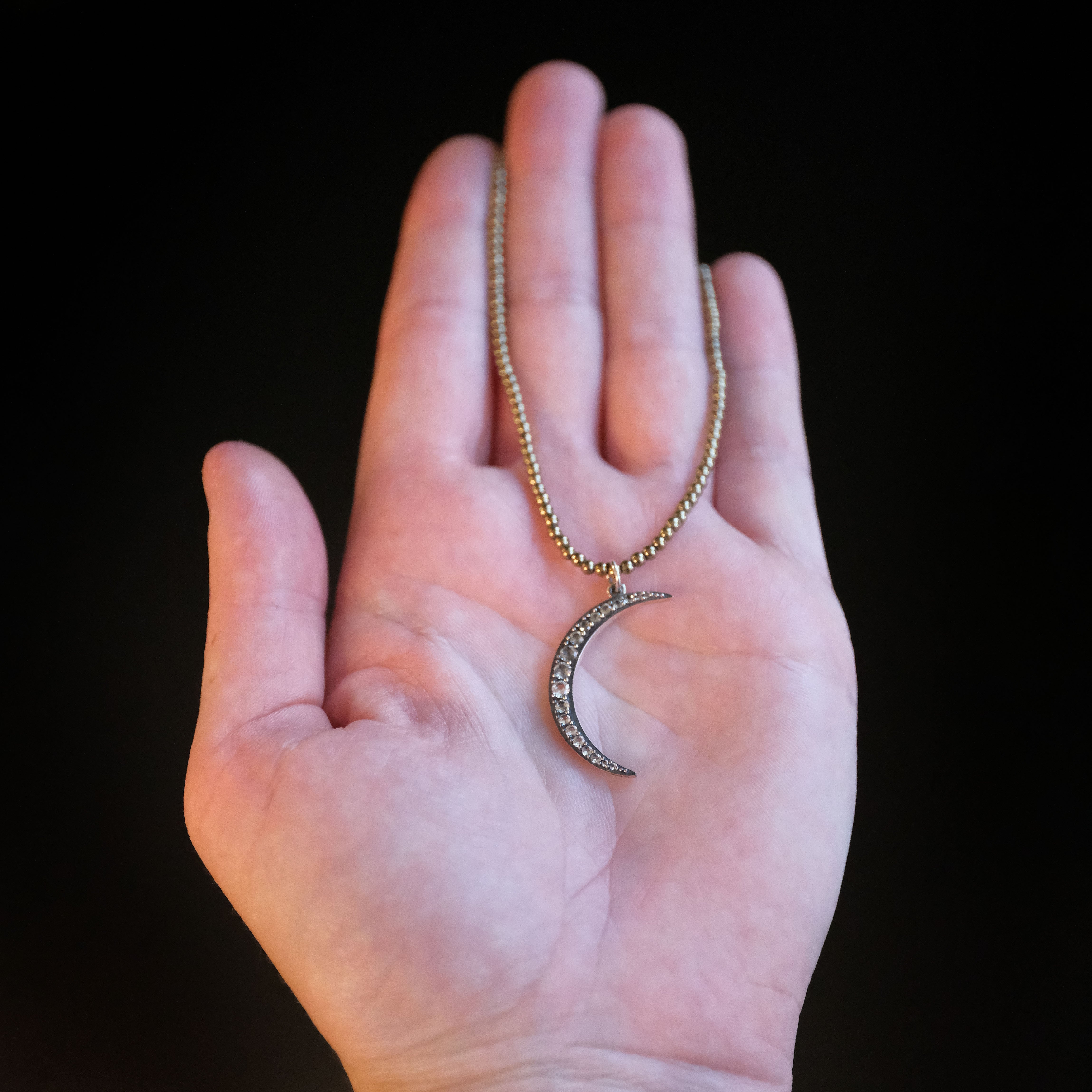 Waxing Pyrite + White Sapphire Necklace - One of a Kind
