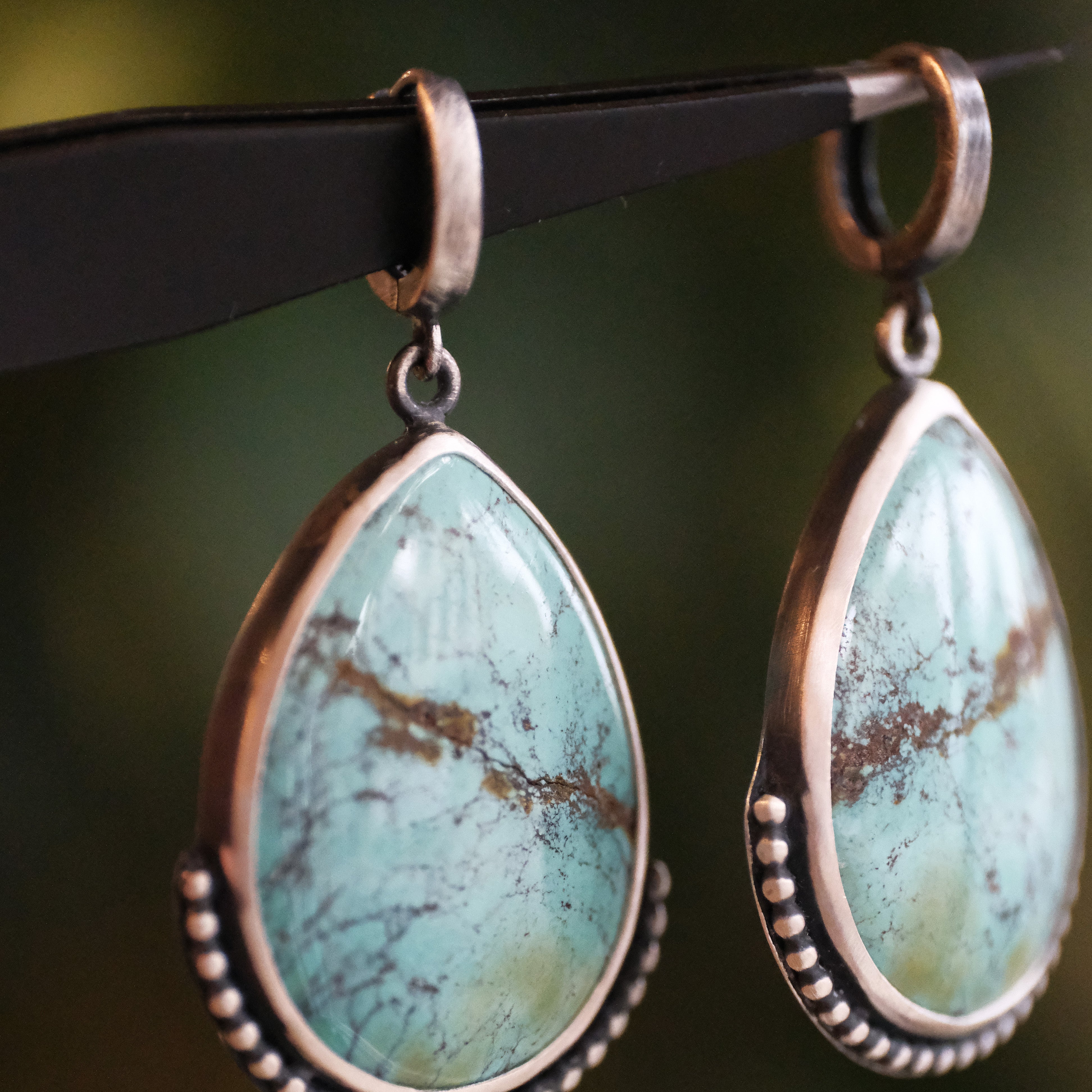 Turquoise + Sterling Horseshoe Bend Earrings - One of a Kind
