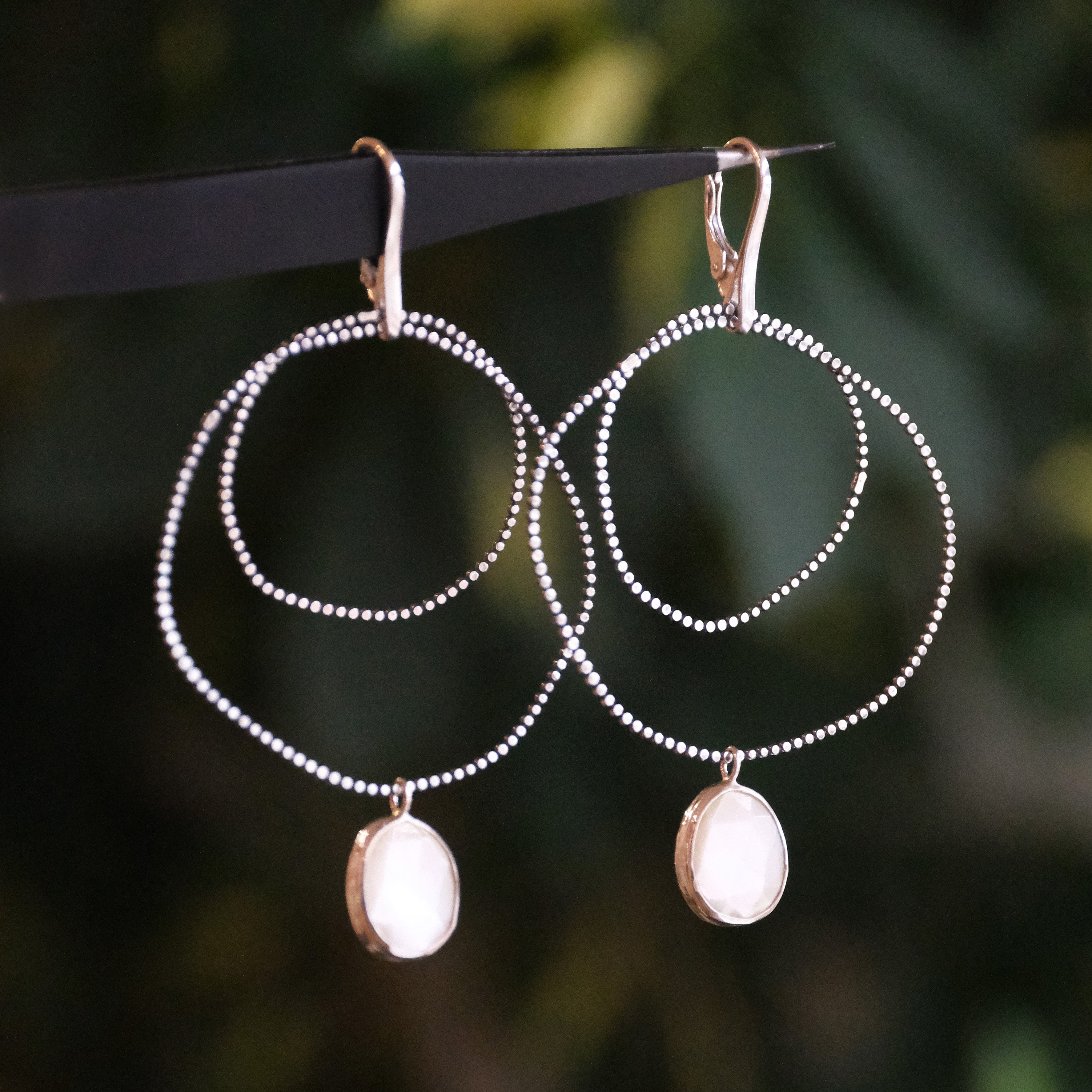 Mother of Pearl Pool Earrings - One of a Kind