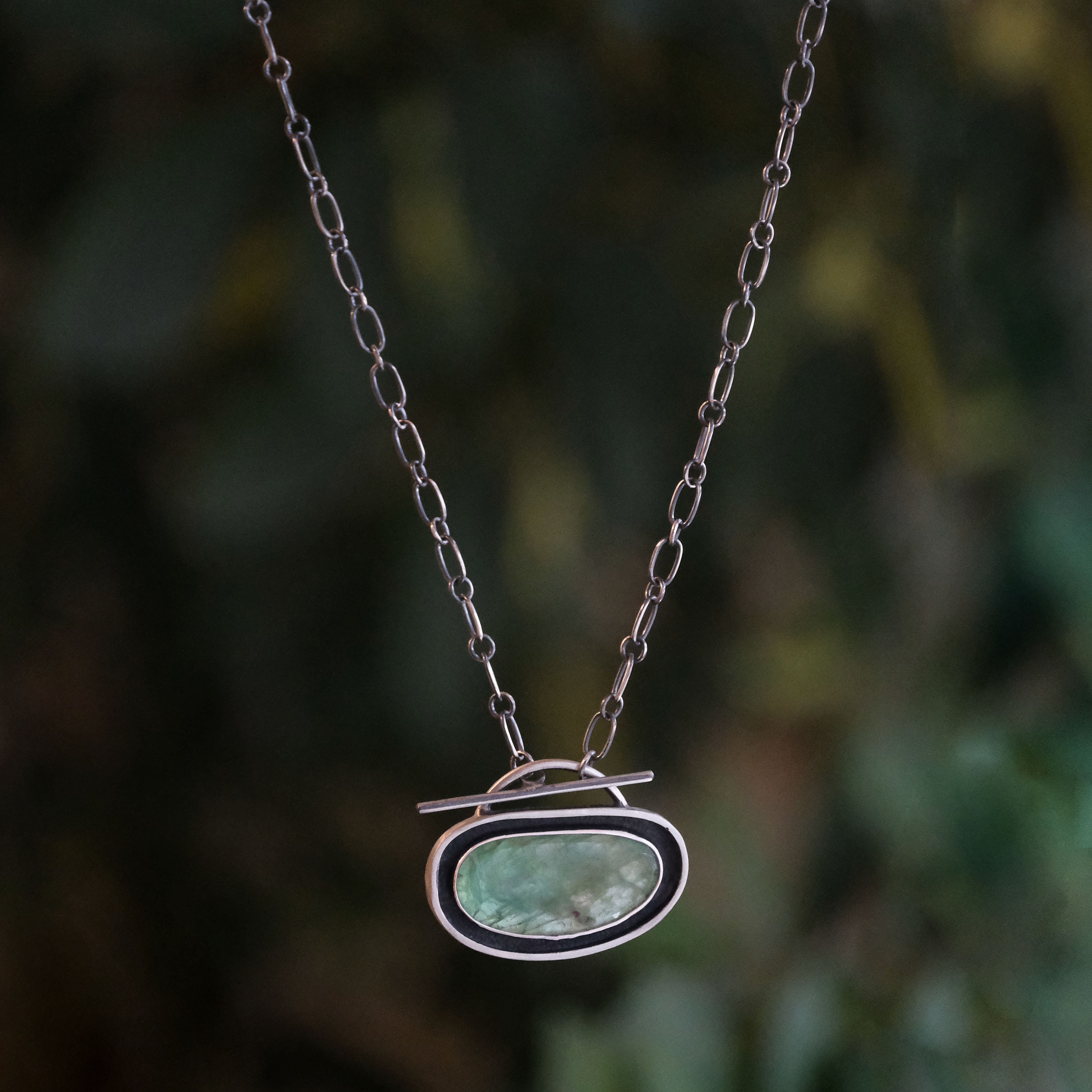 Brazilian Emerald + Sterling Toggle Necklace - One of a Kind