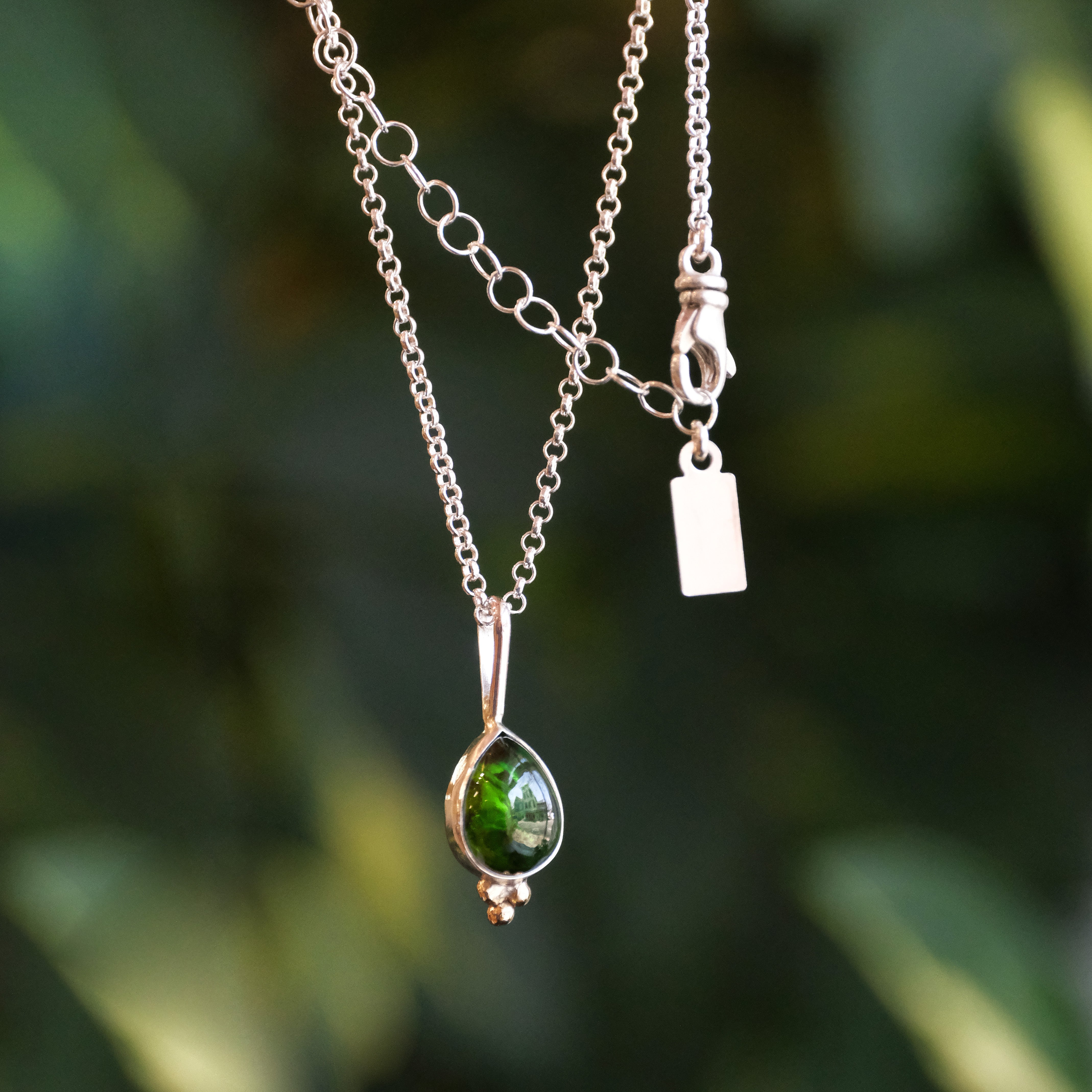 Green Tourmaline Dewdrop Necklace - One of a Kind