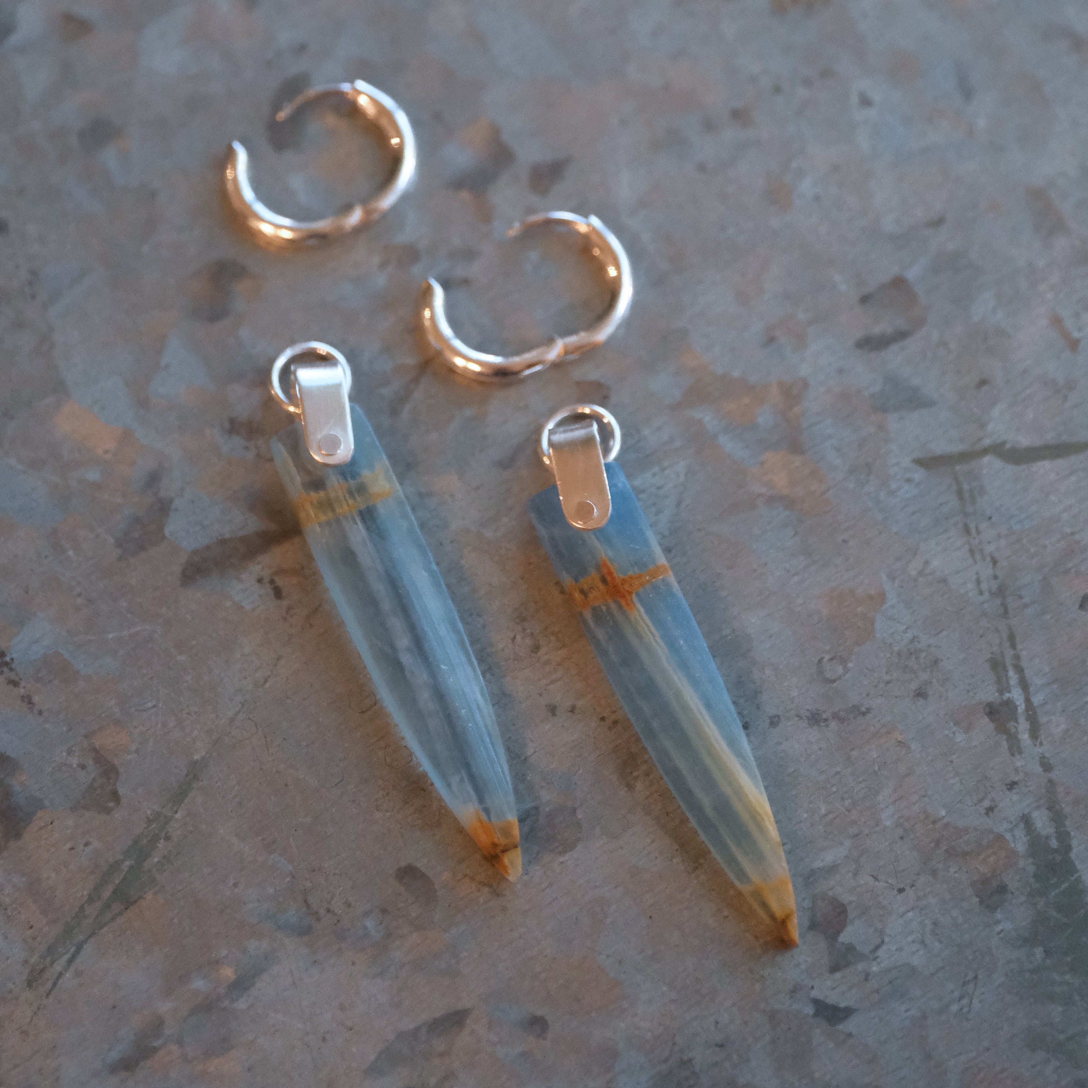 Blue Onyx Saddle Huggers - One of a Kind
