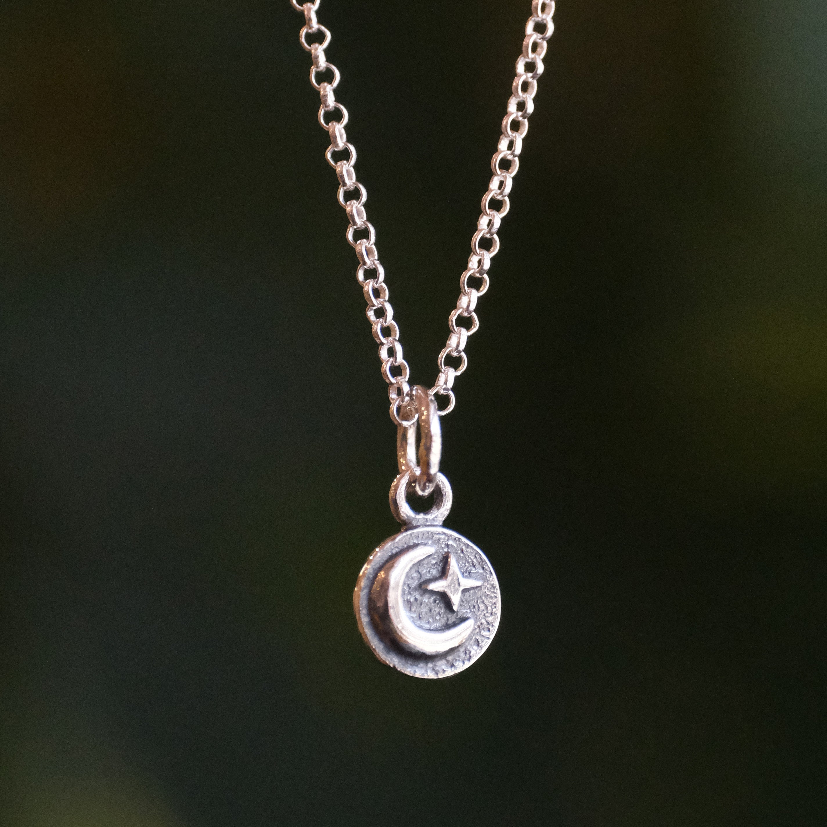 Sterling Mini Moon Necklace