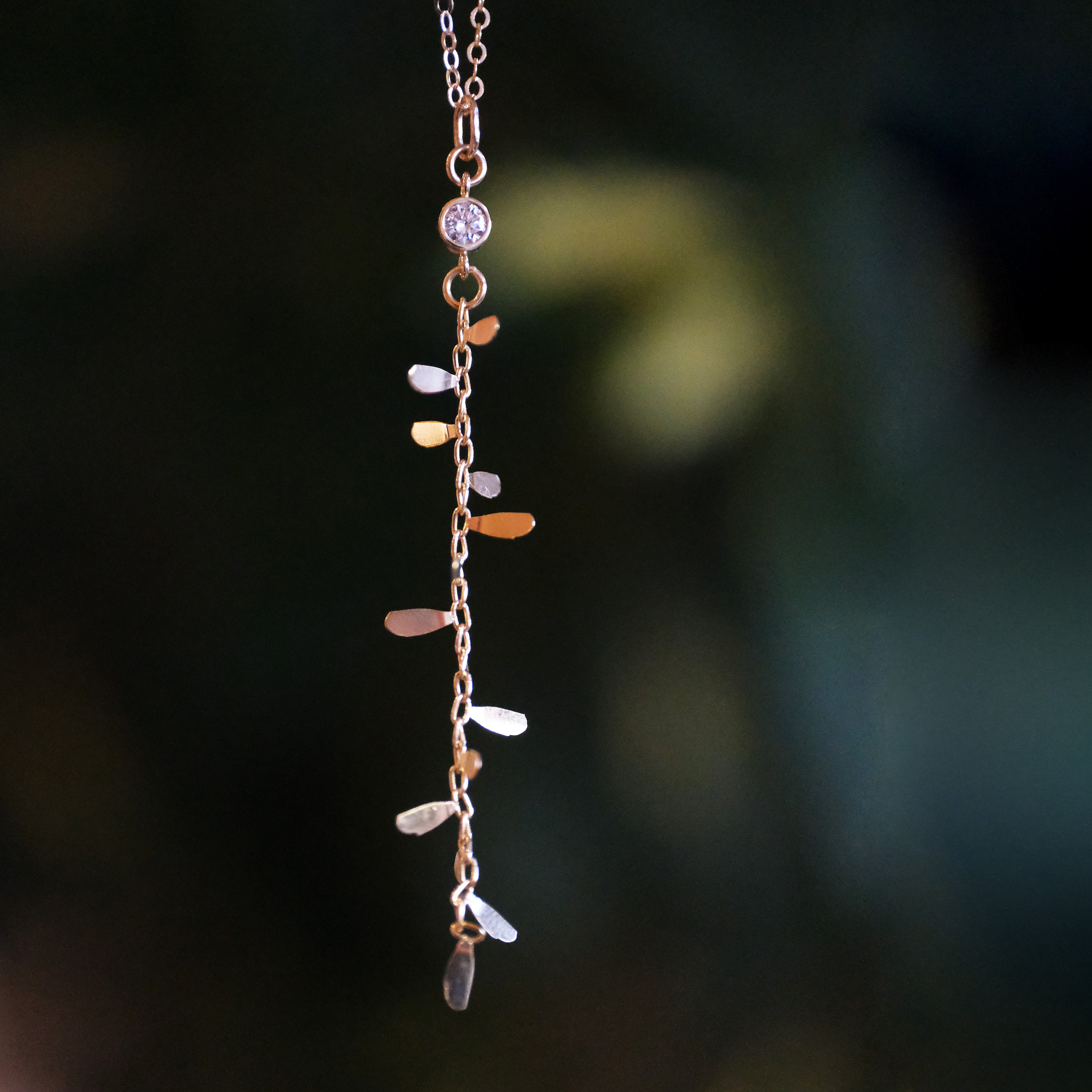 14k + Natural Diamond Prickly Pear Necklace