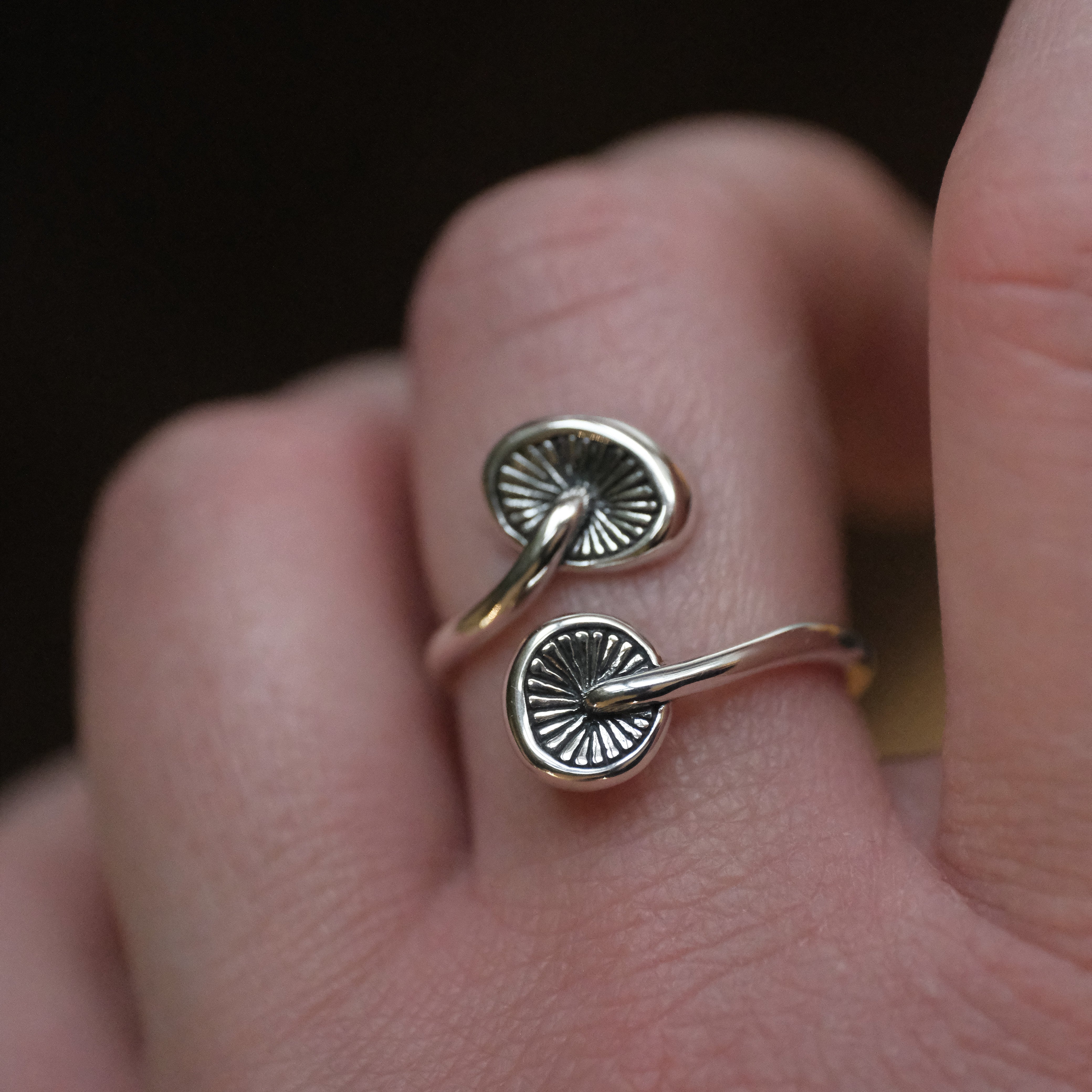 Sterling Mushroom Ring - Adjustable