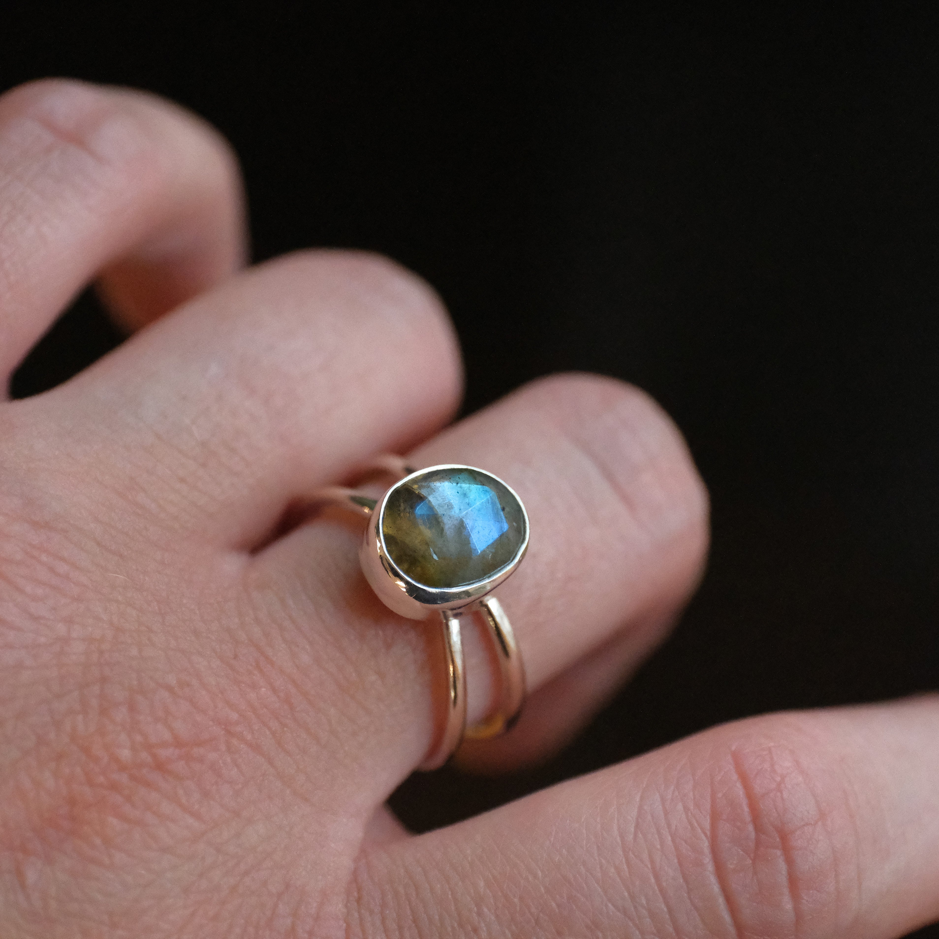 Labradorite Atom Ring (Size 8) - One of a Kind