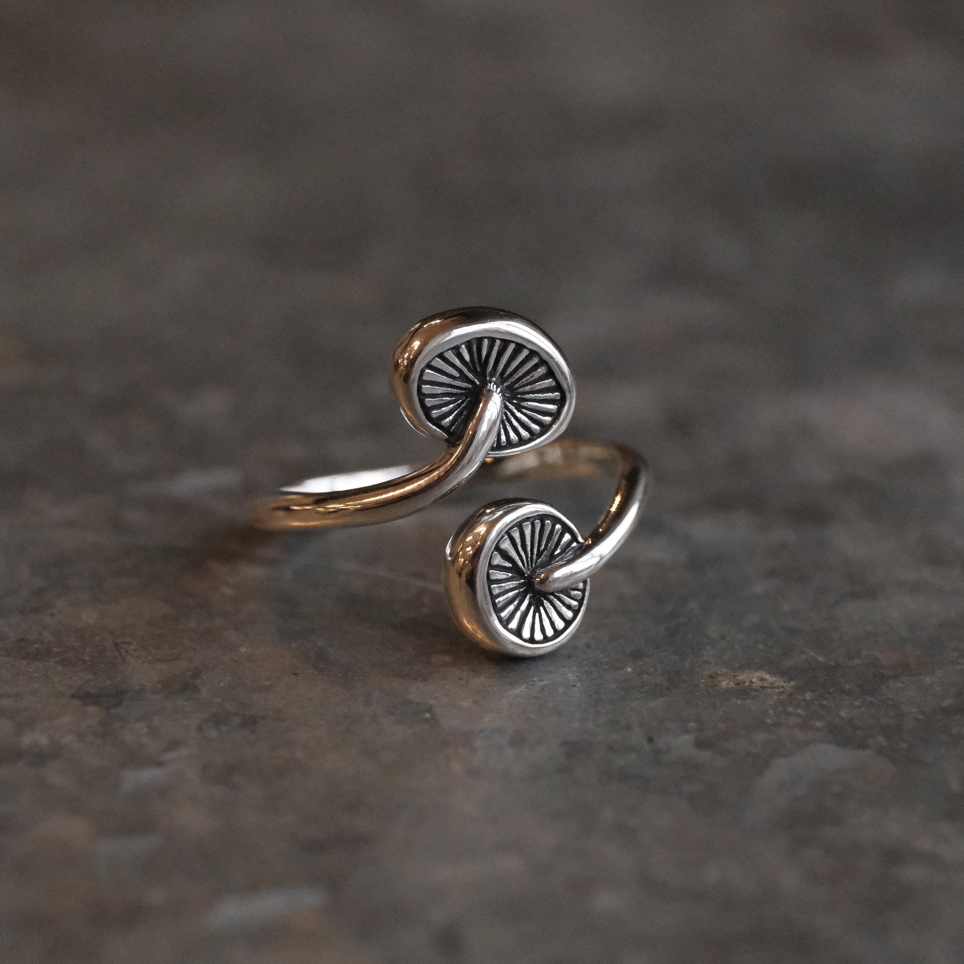 Sterling Mushroom Ring - Adjustable
