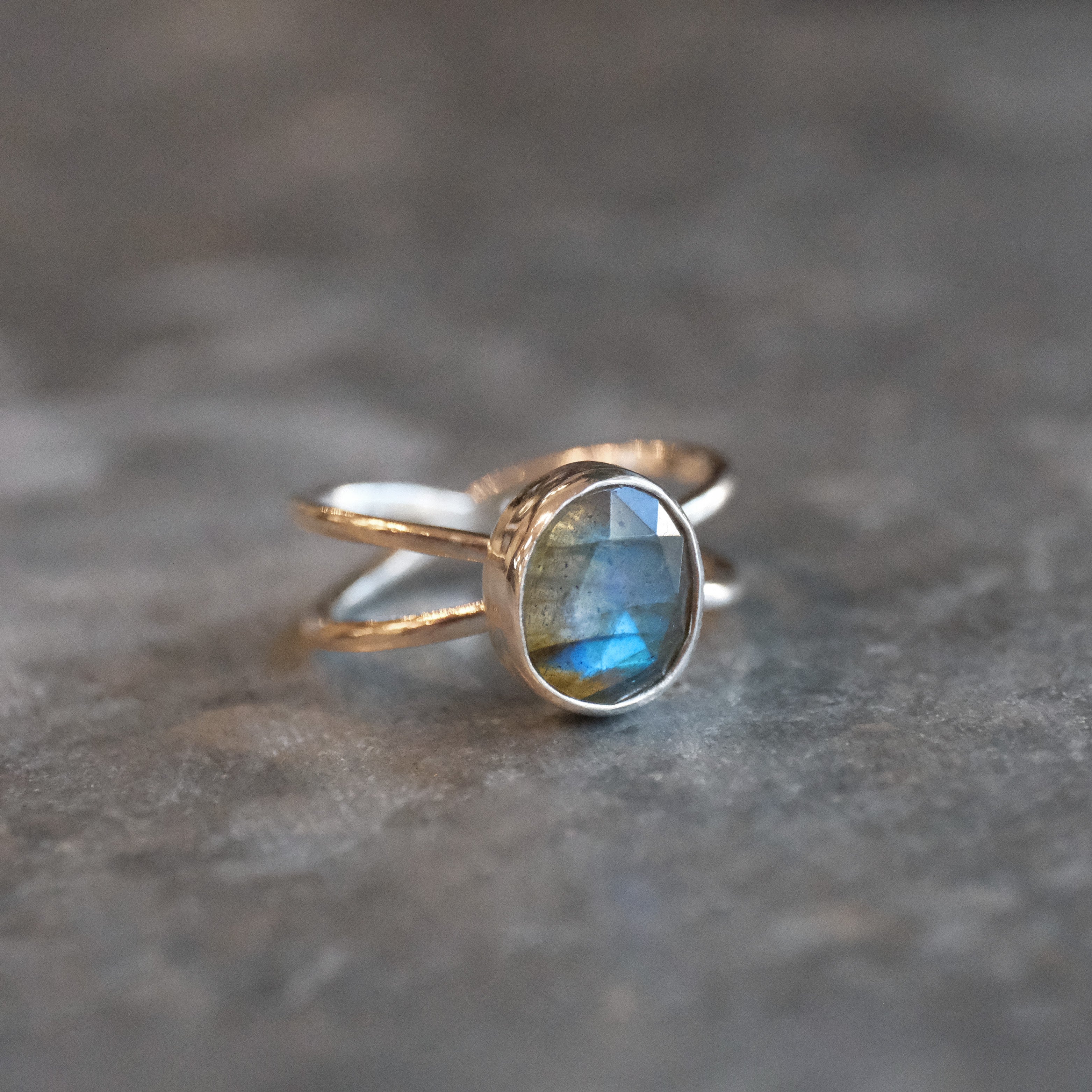 Labradorite Atom Ring (Size 8) - One of a Kind