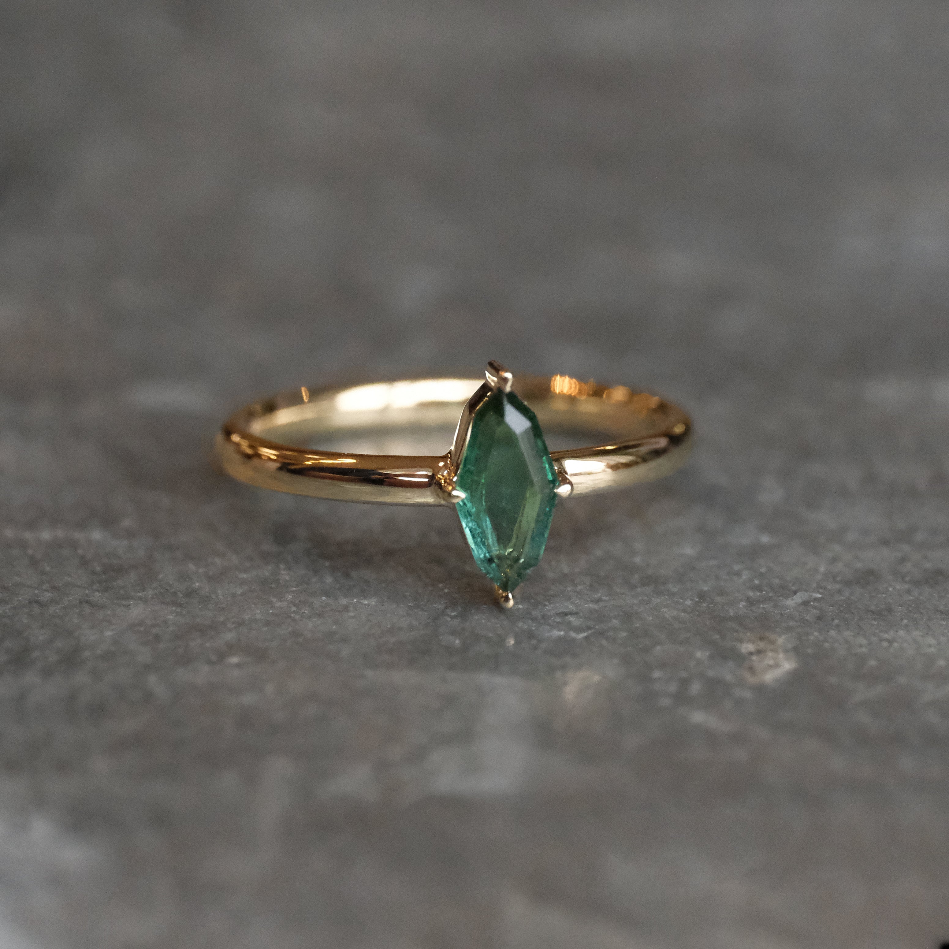 14k + Green Tourmaline Tableau Ring - One of a Kind