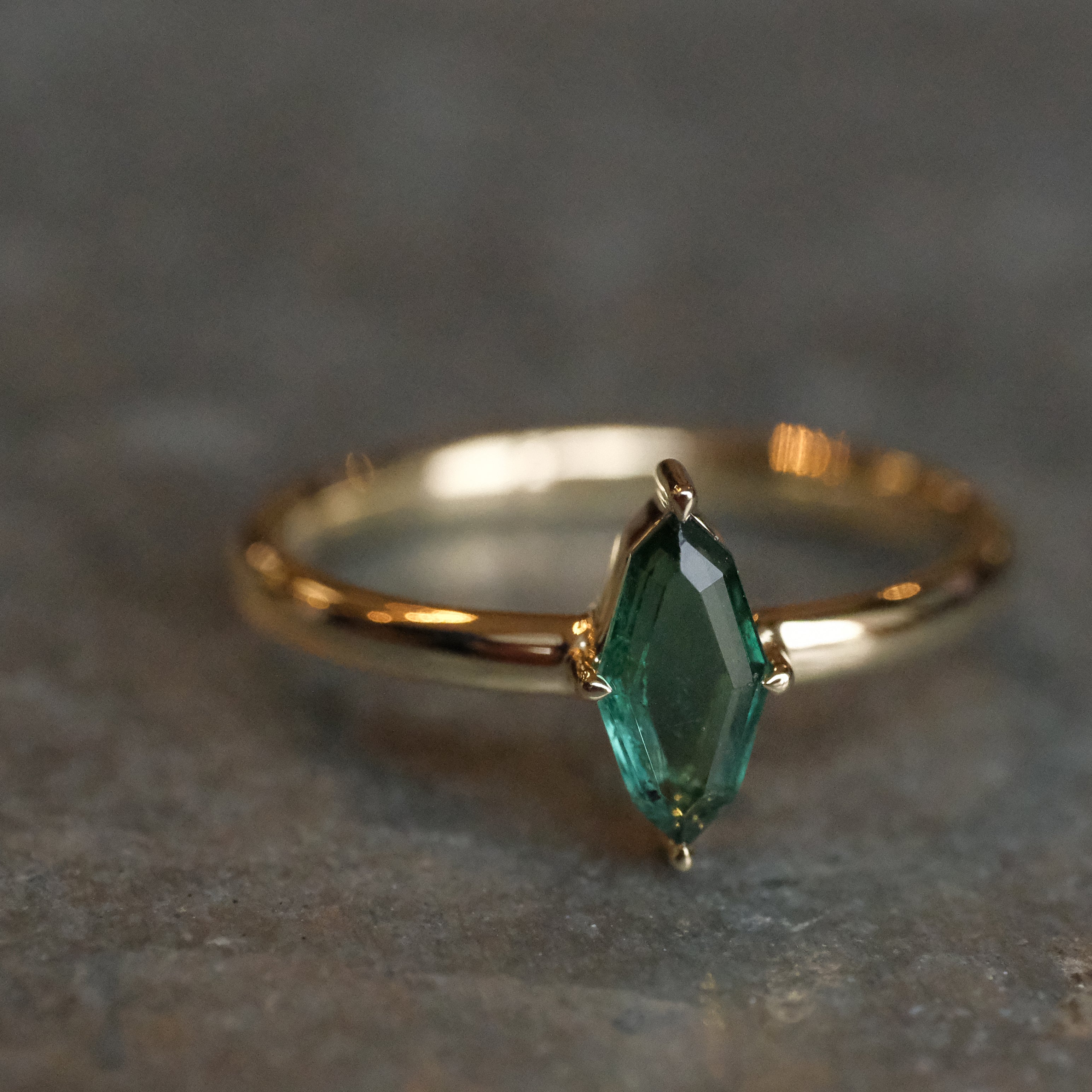 14k + Green Tourmaline Tableau Ring - One of a Kind