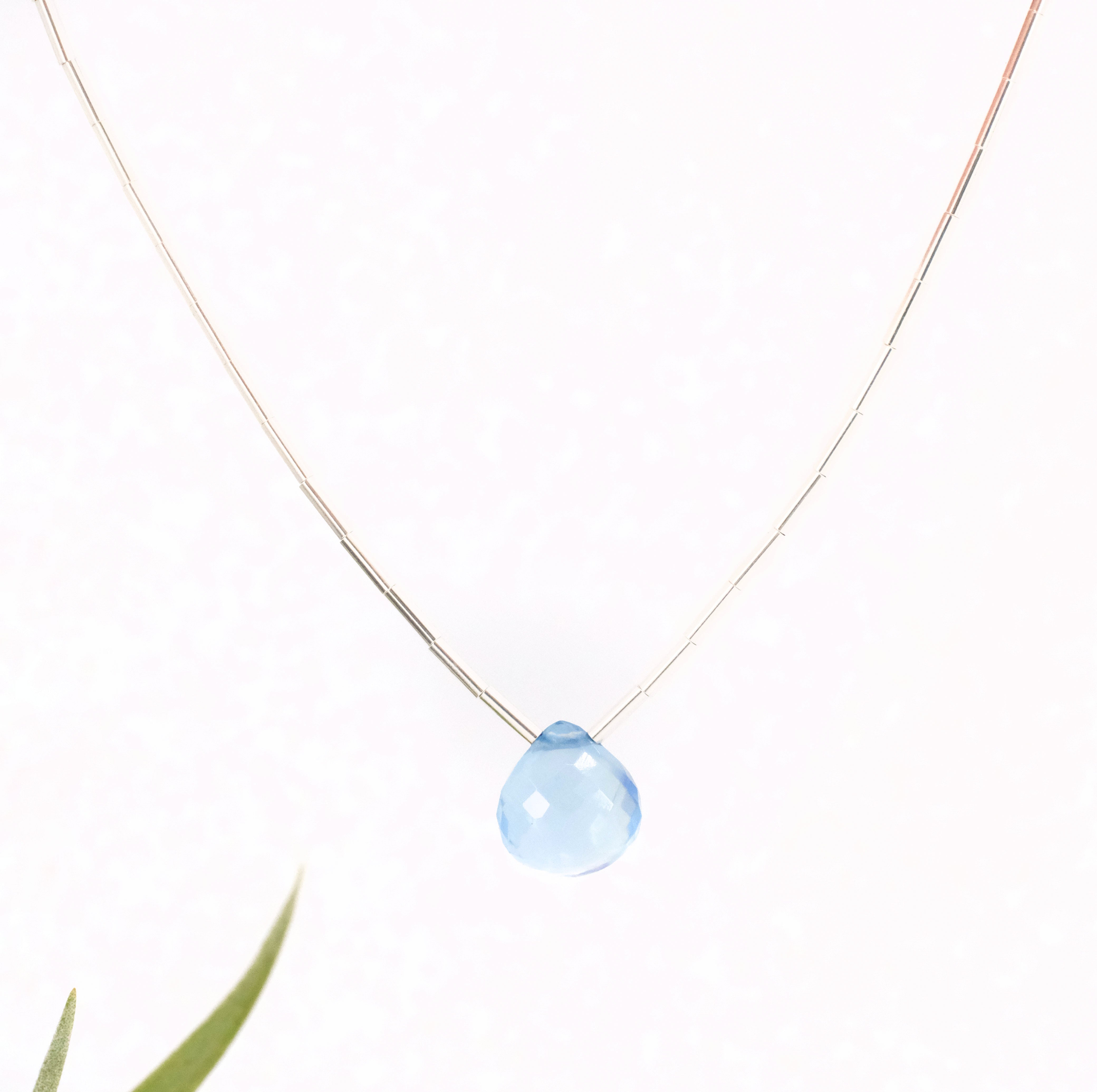 Glow Aquamarine Liquid Silver Necklace