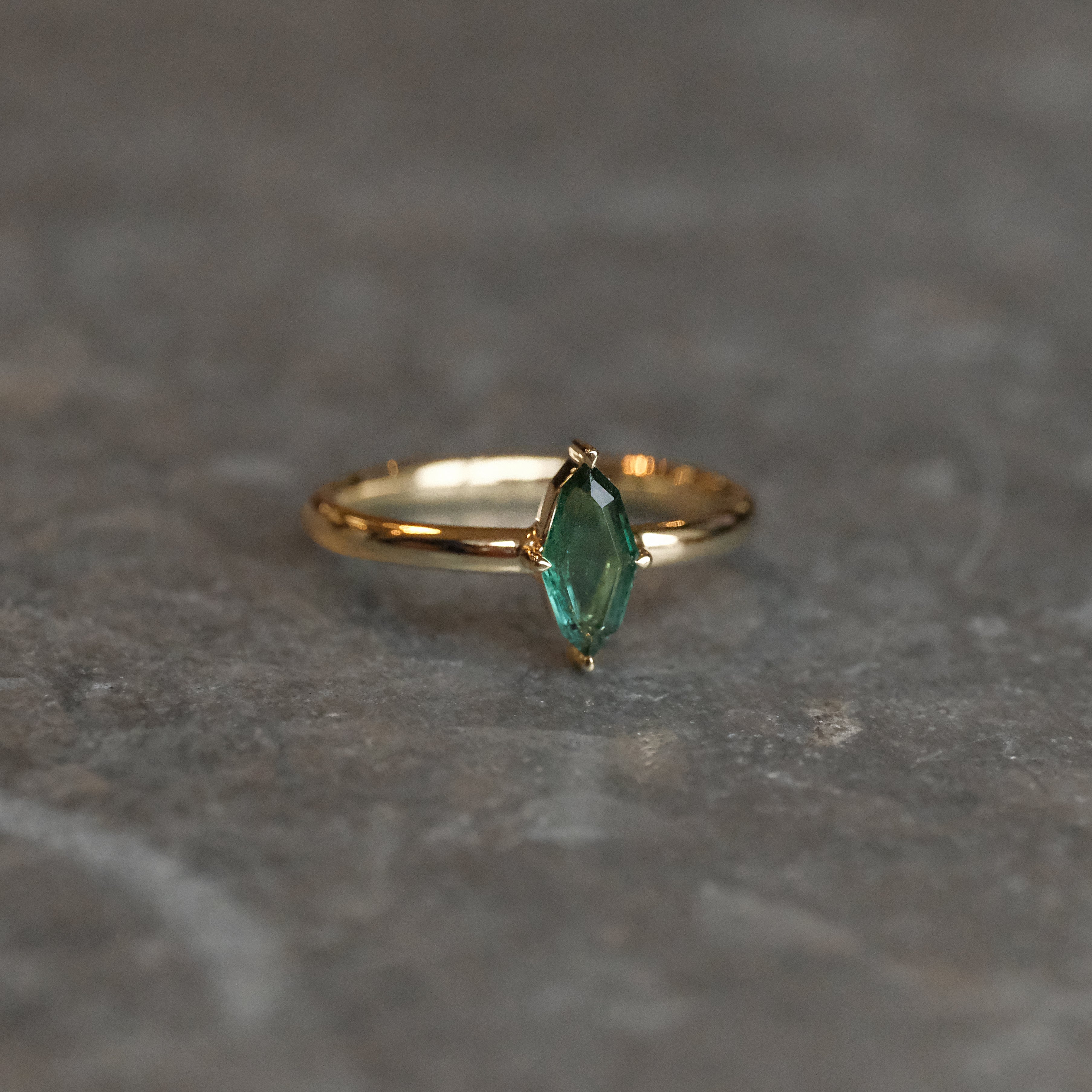 14k + Green Tourmaline Tableau Ring - One of a Kind