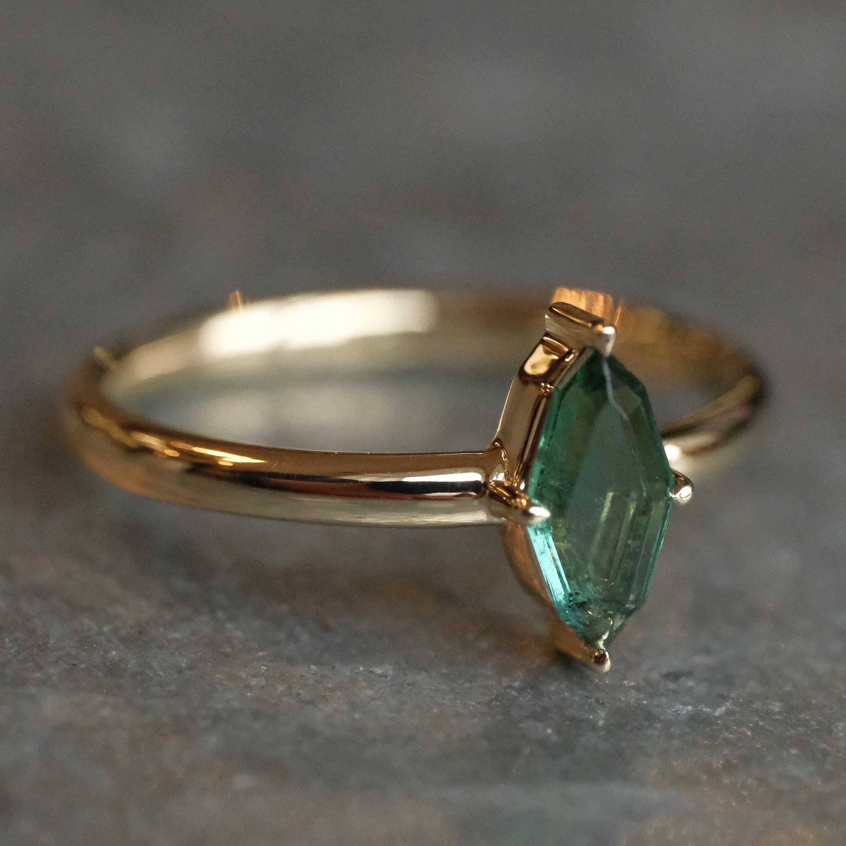 14k + Green Tourmaline Tableau Ring - One of a Kind