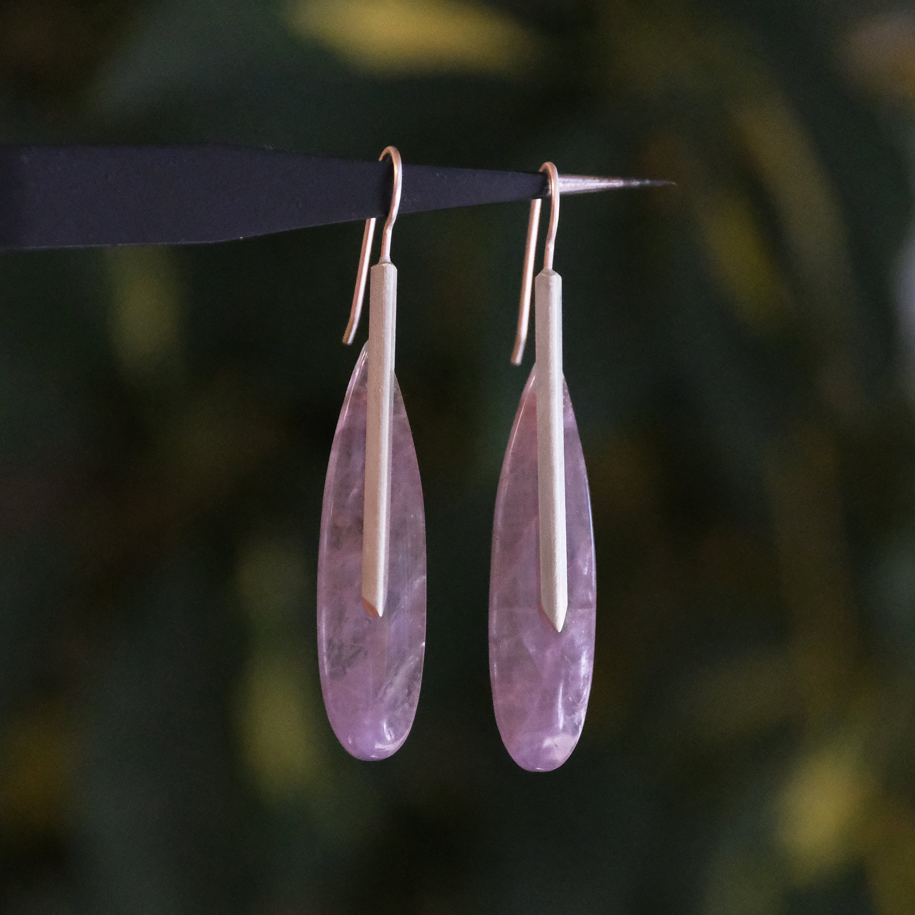 Amethyst + Sterling Belfry Earrings - One of a Kind