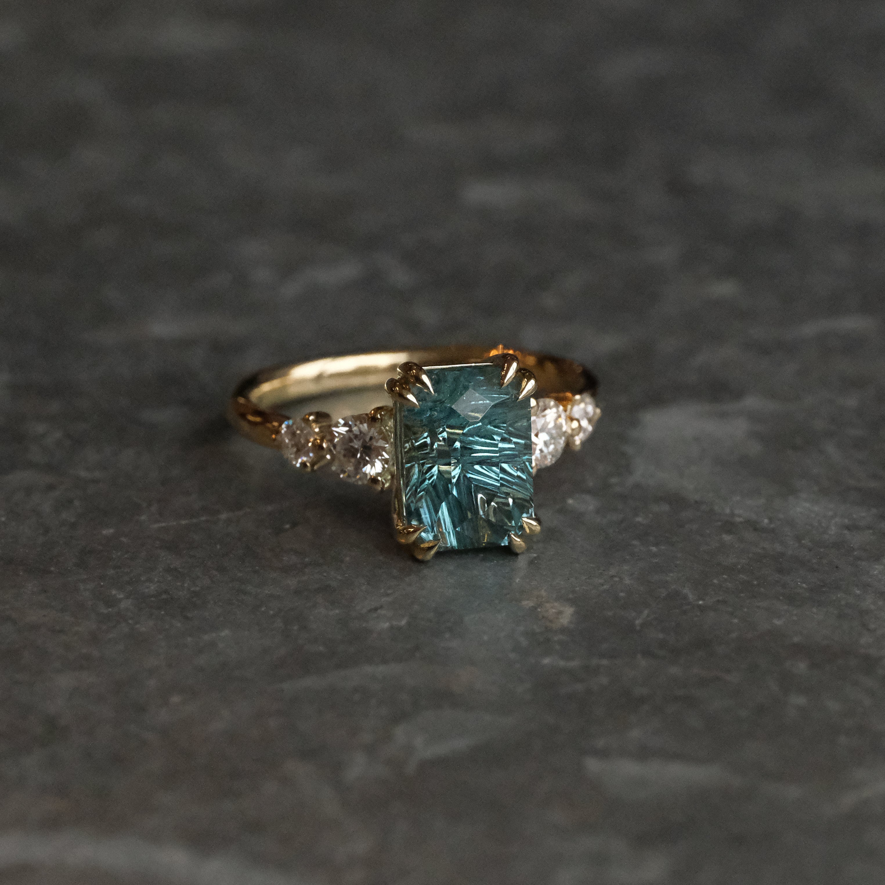 14k Blue Tourmaline + Natural Diamond Starstruck Ring - One of a Kind