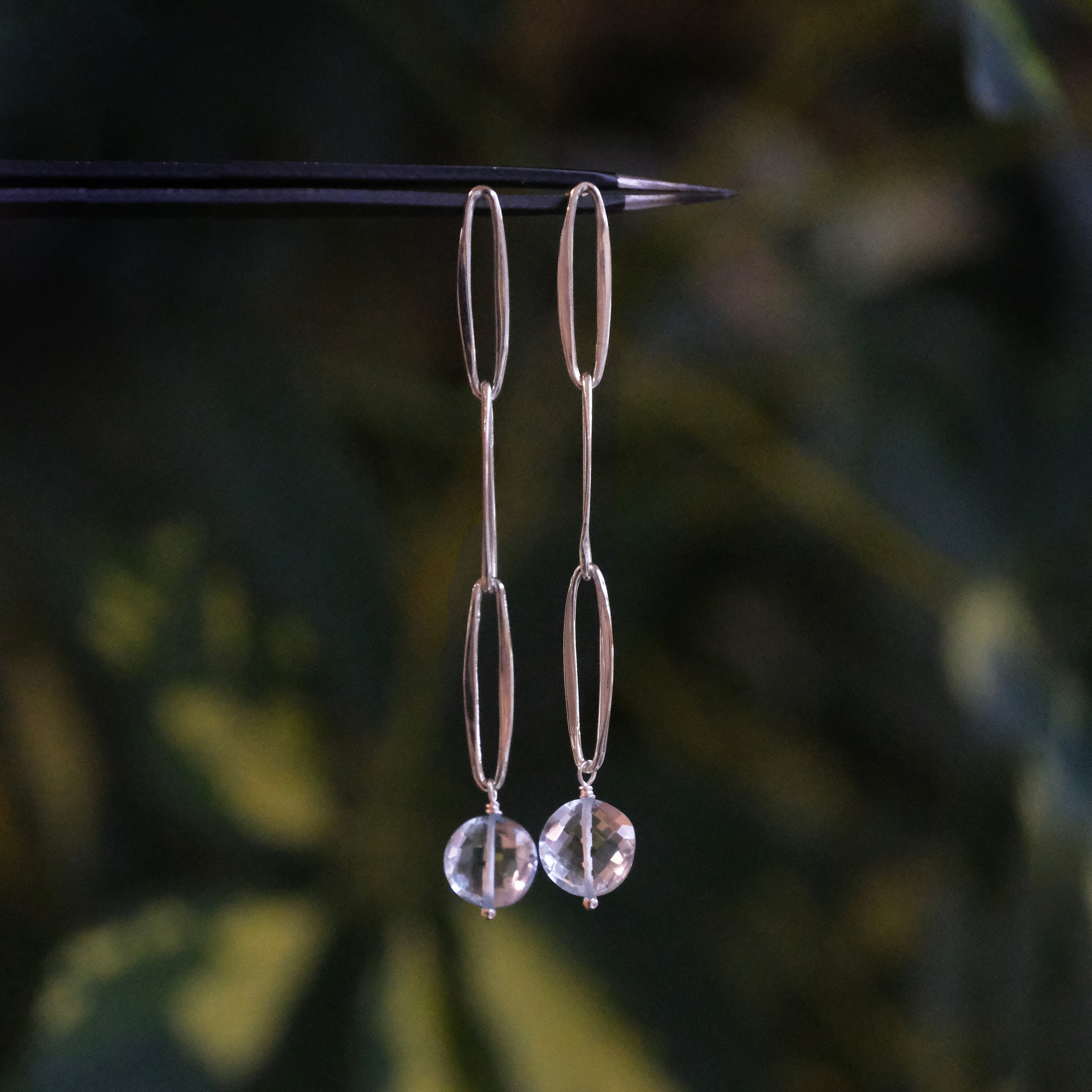 Rain Chain Sterling + Topaz Earrings