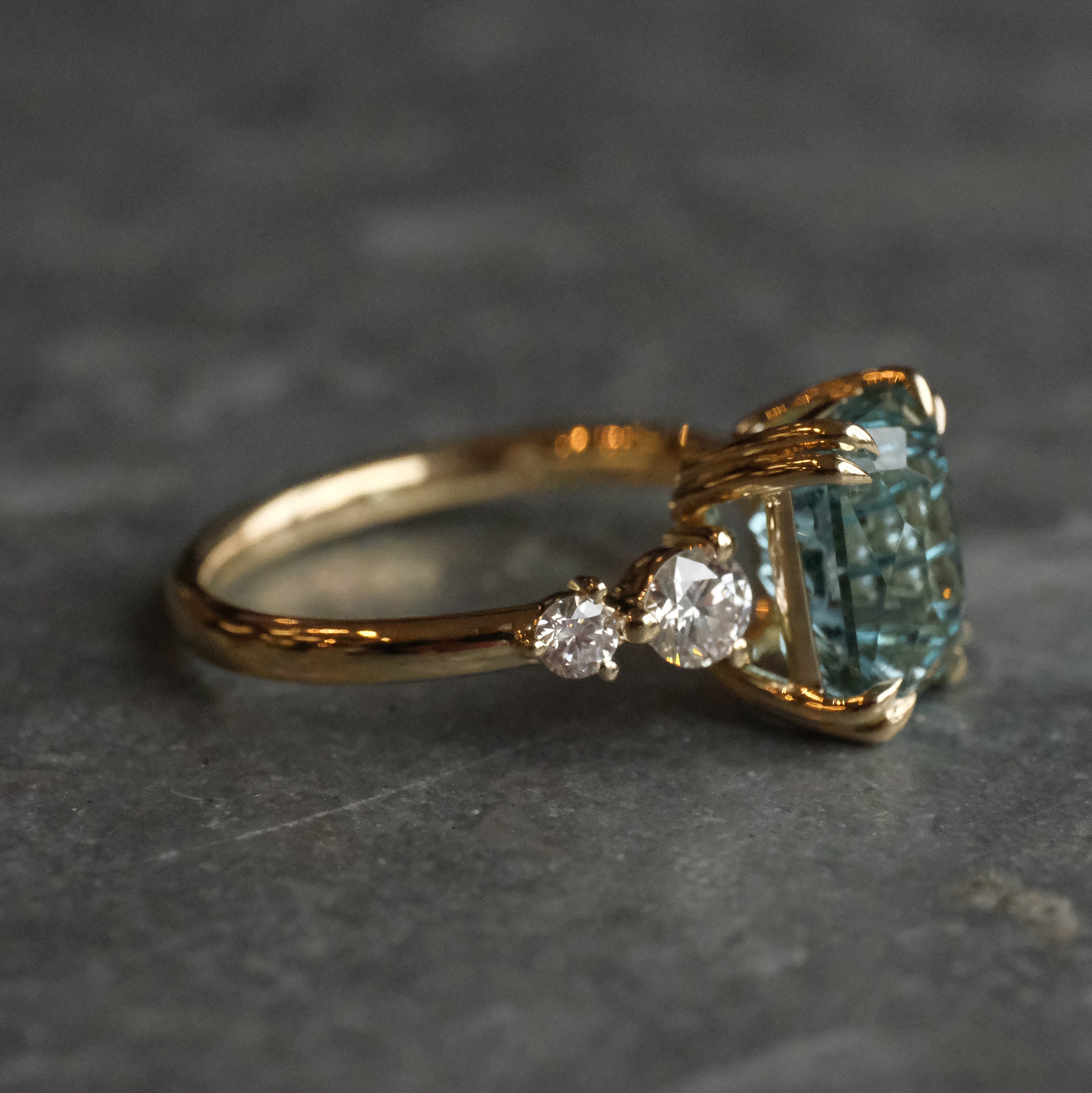 14k Blue Tourmaline + Natural Diamond Starstruck Ring - One of a Kind