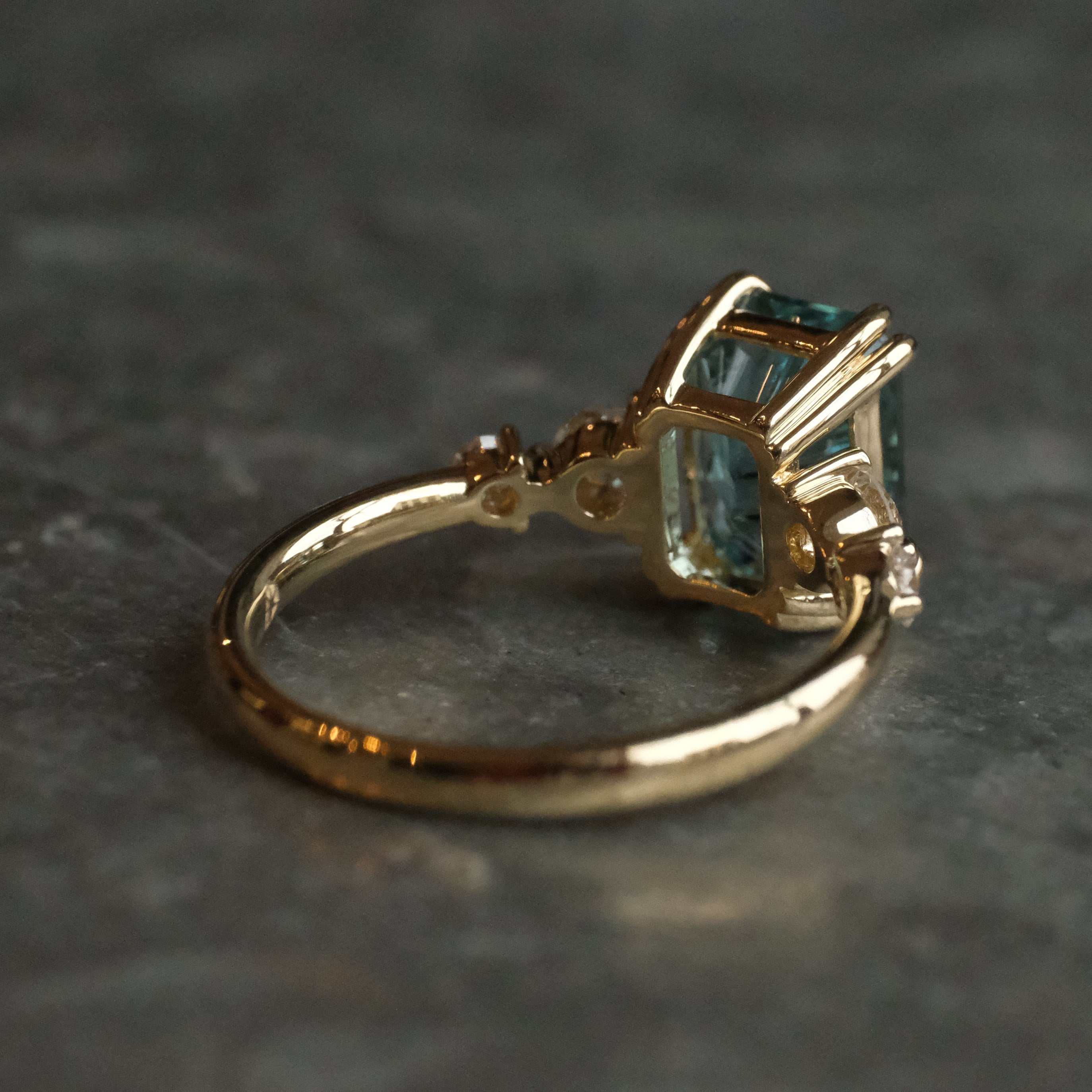 14k Blue Tourmaline + Natural Diamond Starstruck Ring - One of a Kind