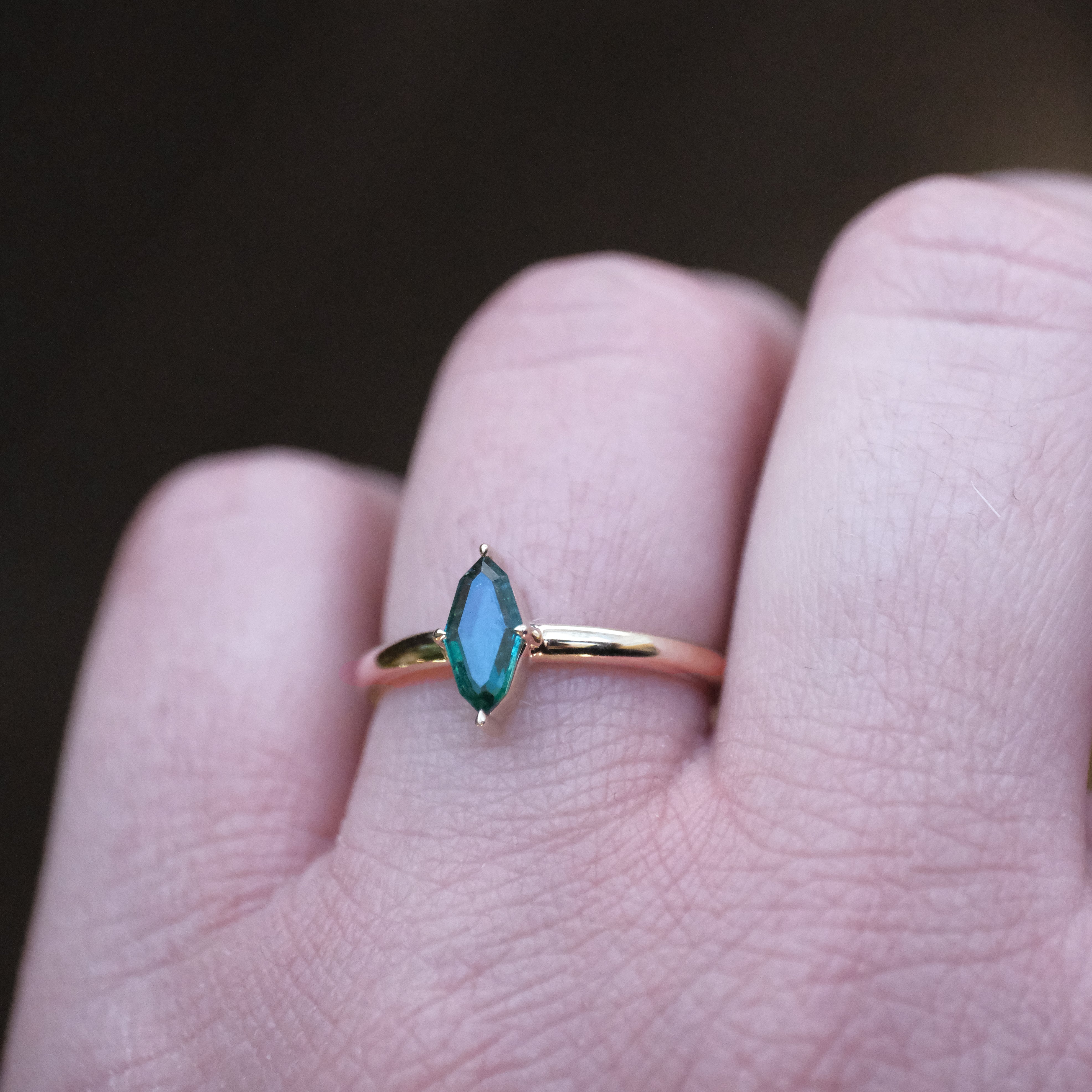 14k + Green Tourmaline Tableau Ring - One of a Kind