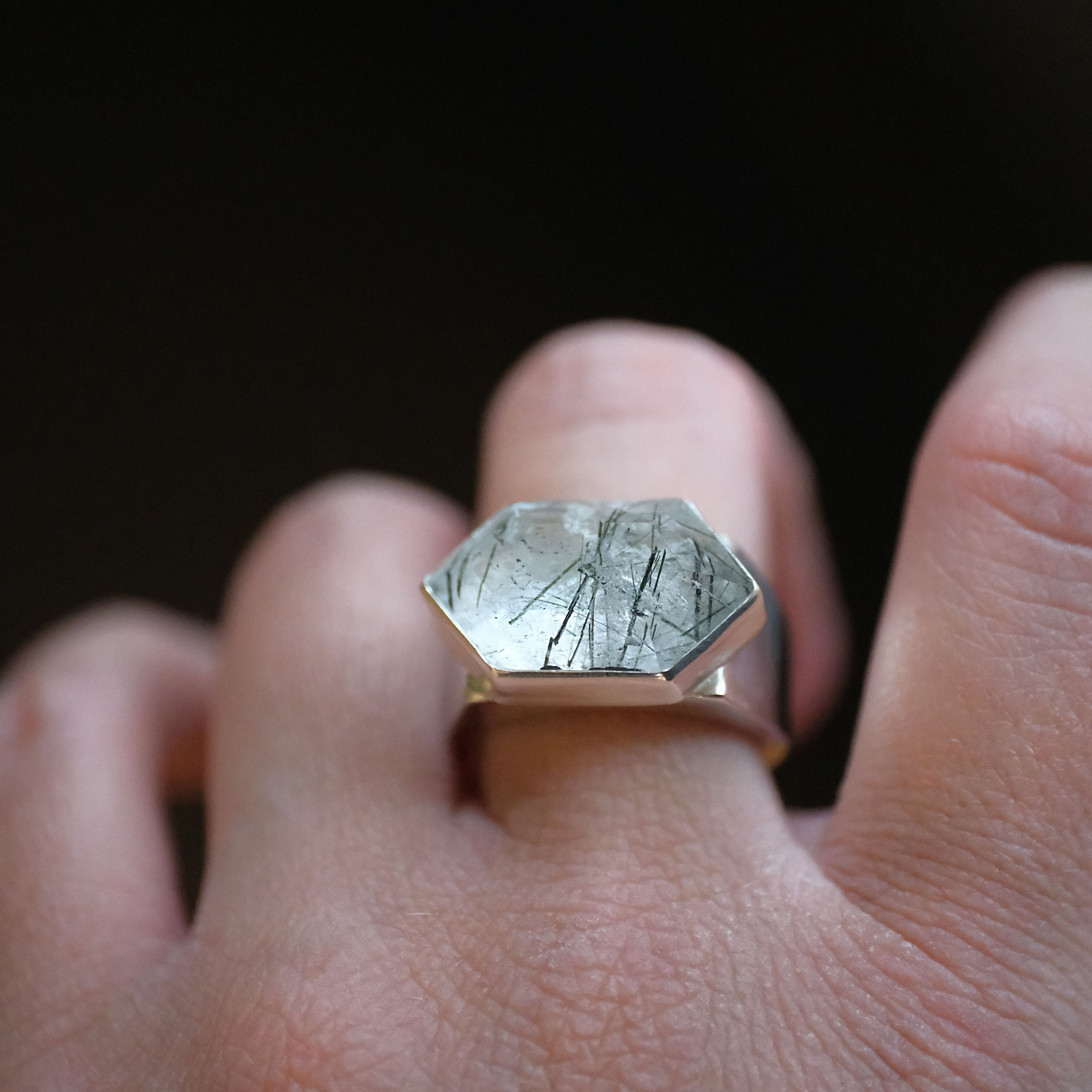 Tourmaline in Quartz + Sterling Spectre Ring (Size 6.5) - One of a Kind