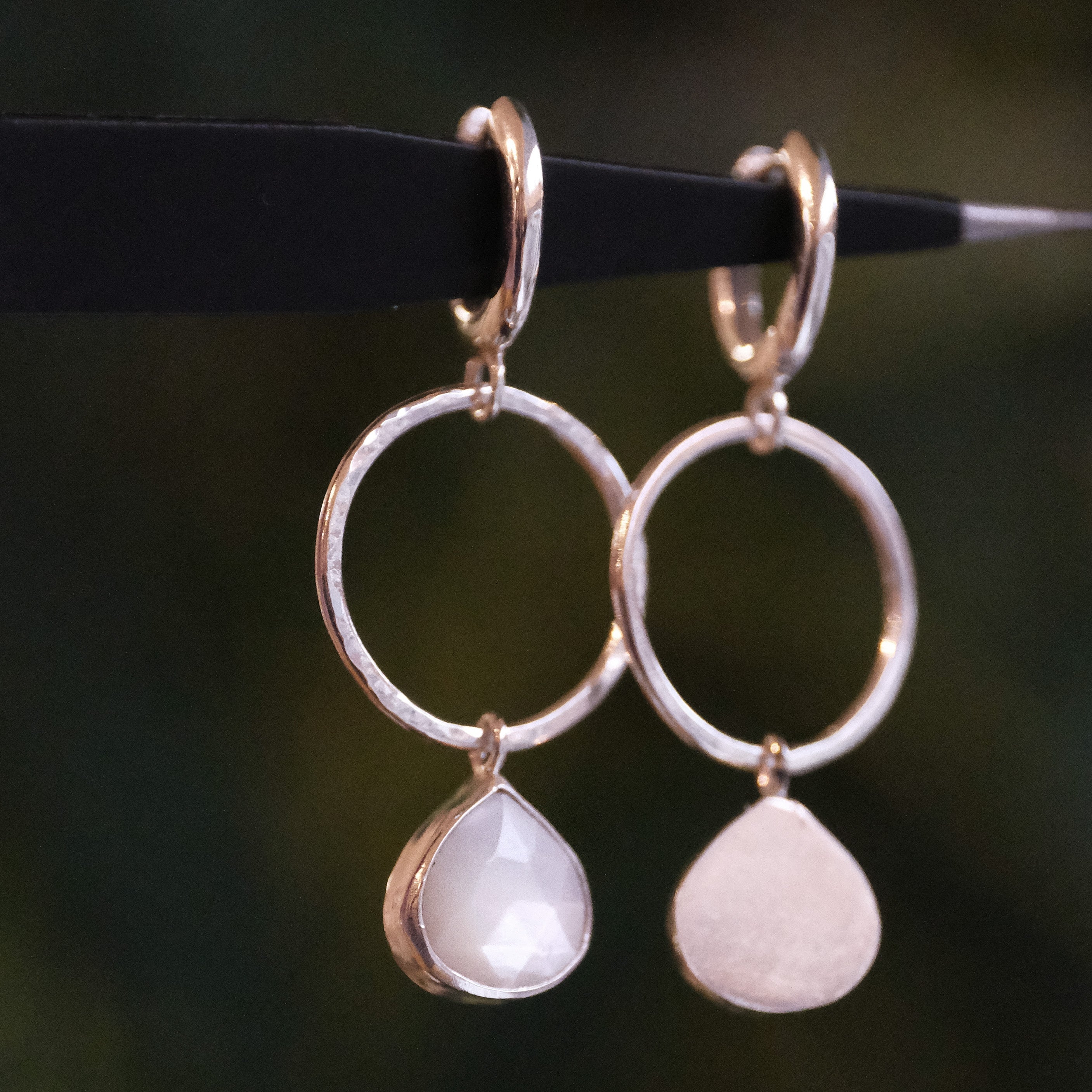 Mother of Pearl Hammered Hoops