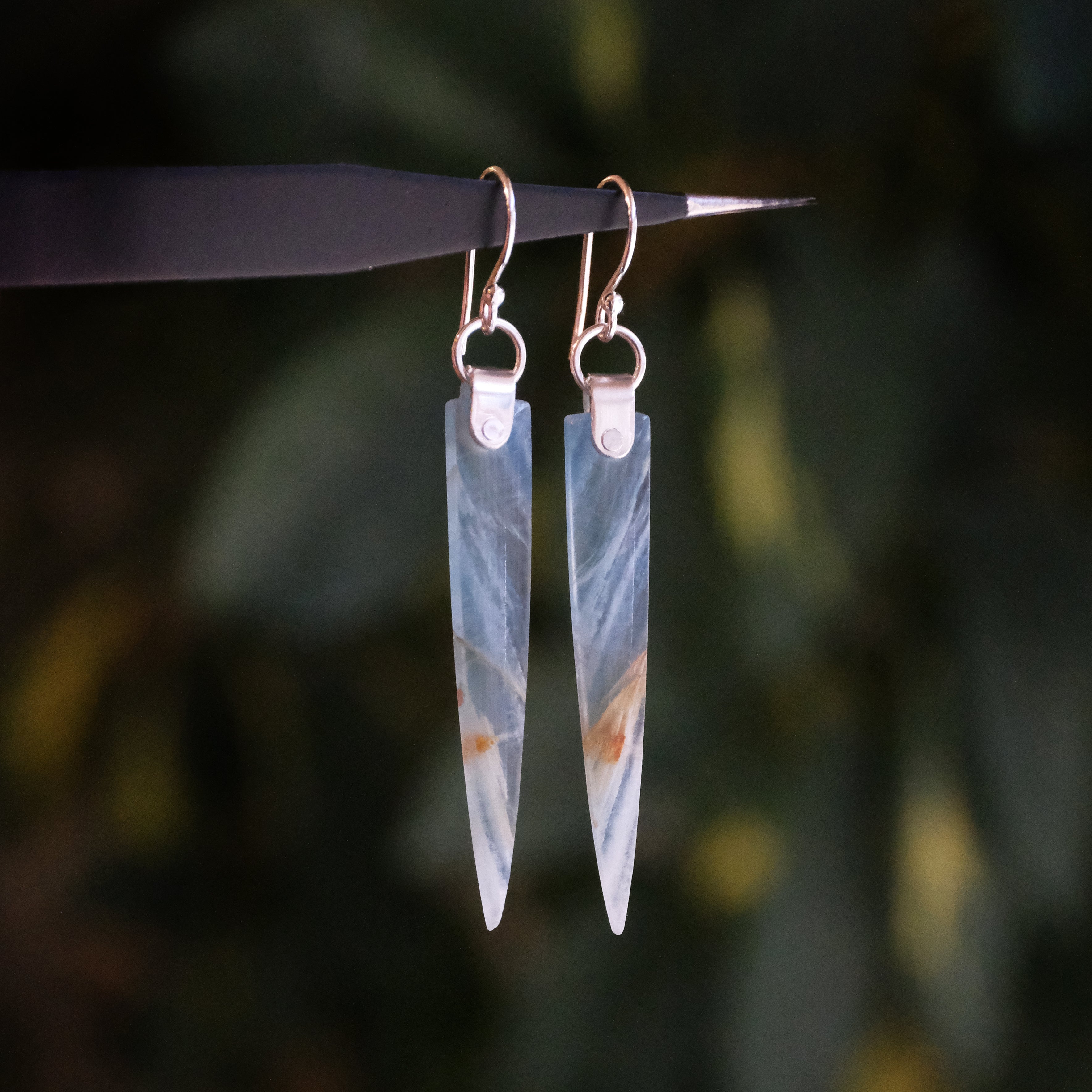 Blue Onyx Saddle Earrings - One of a Kind