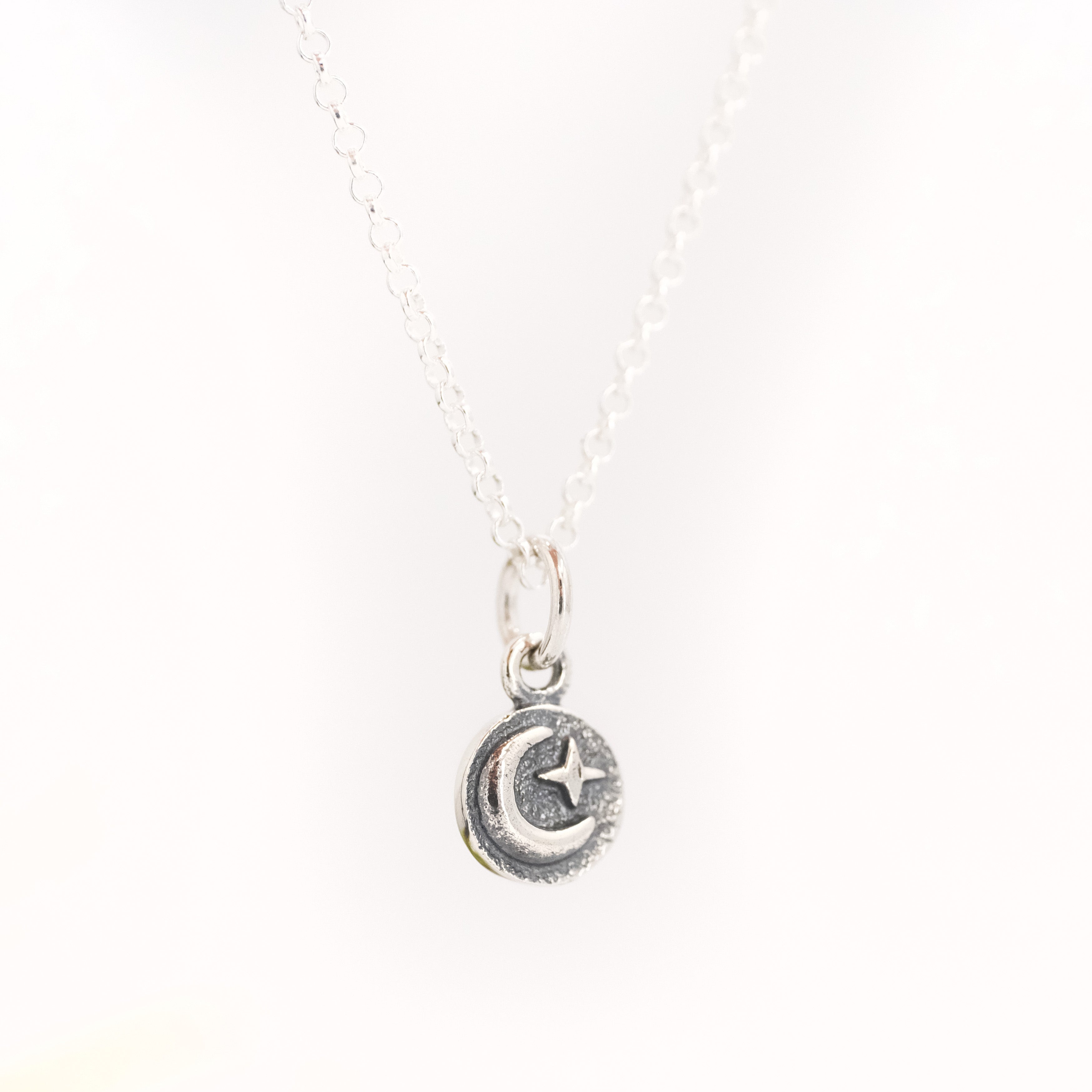 Sterling Mini Moon Necklace