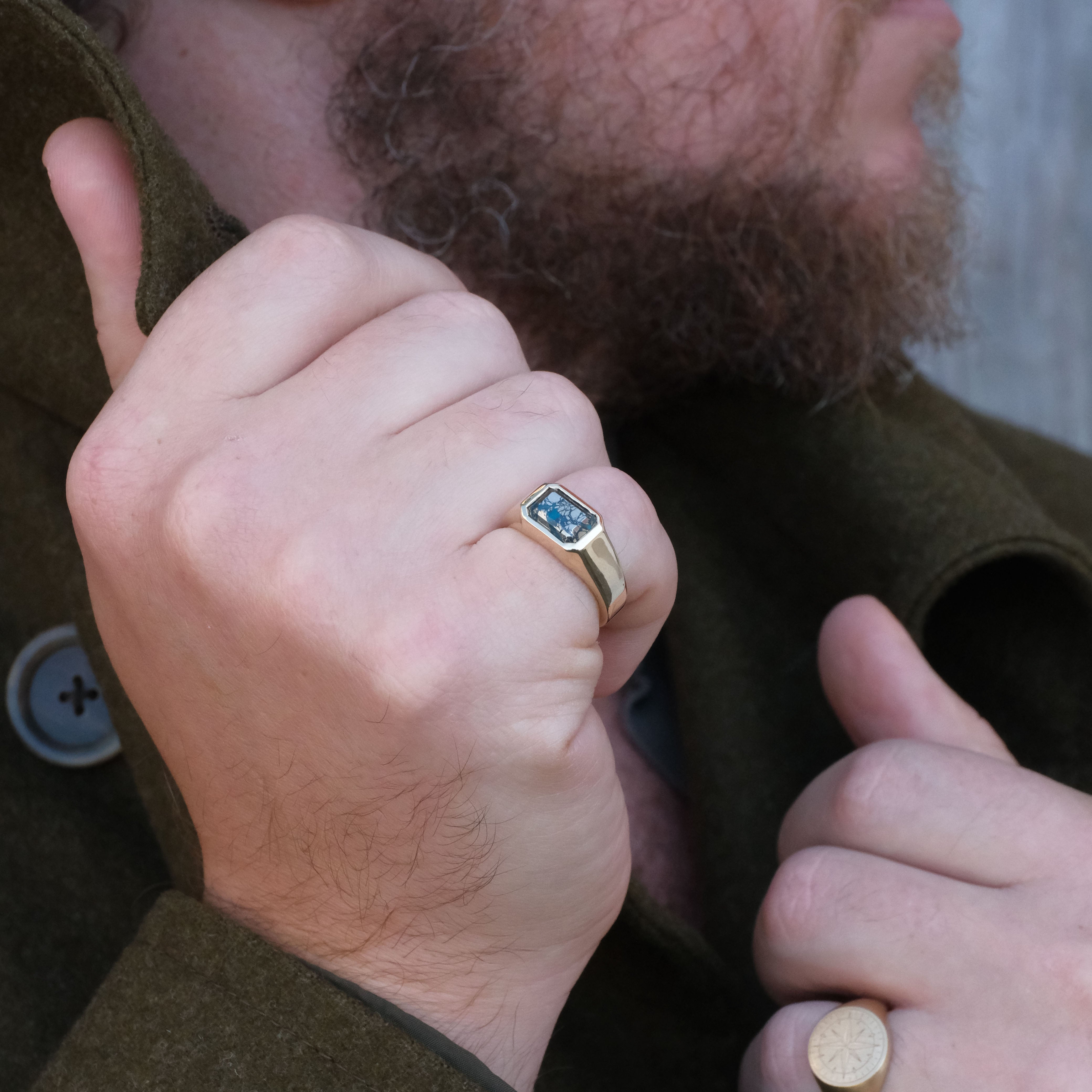 14k + Morenci Turquoise Signet Ring
