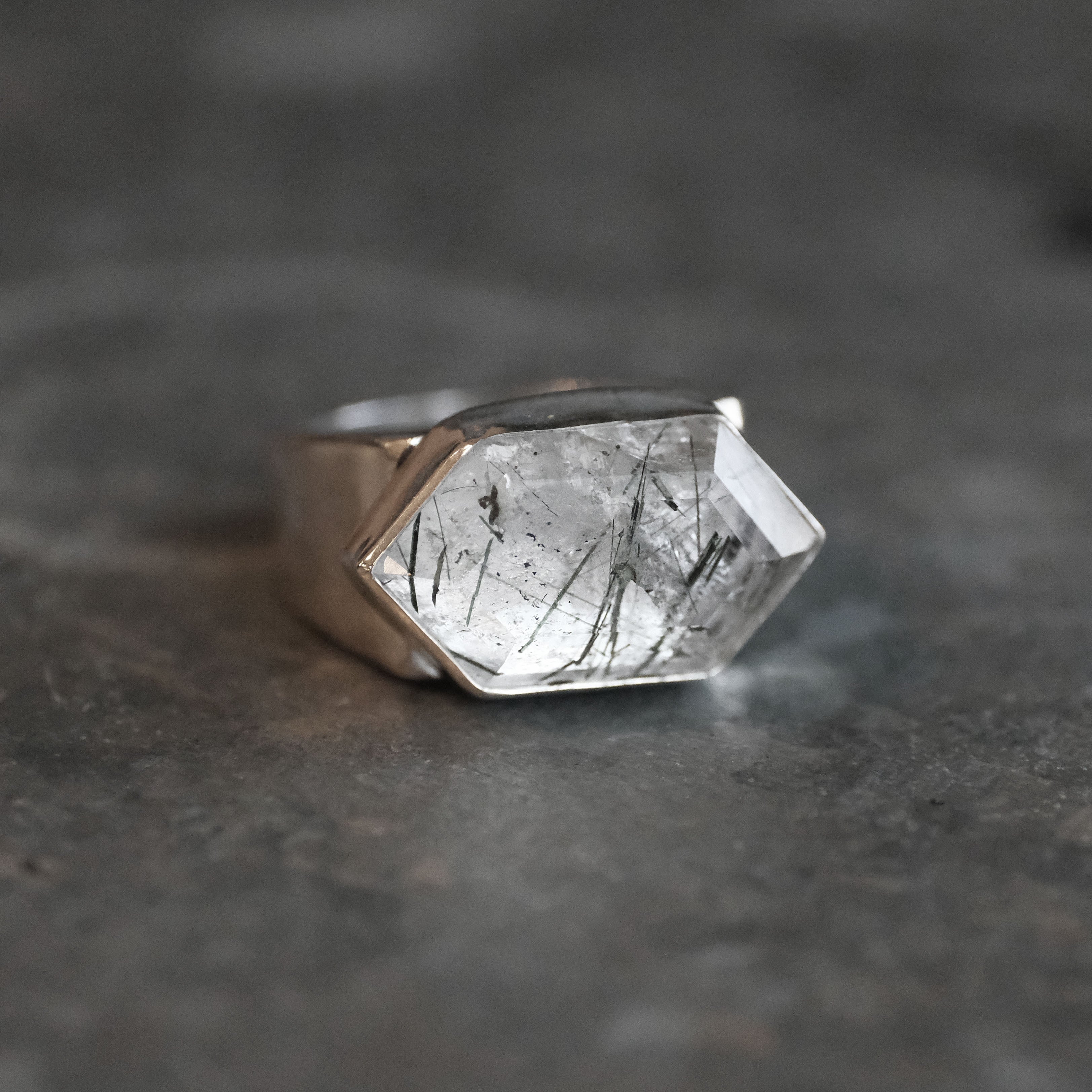Tourmaline in Quartz + Sterling Spectre Ring (Size 6.5) - One of a Kind