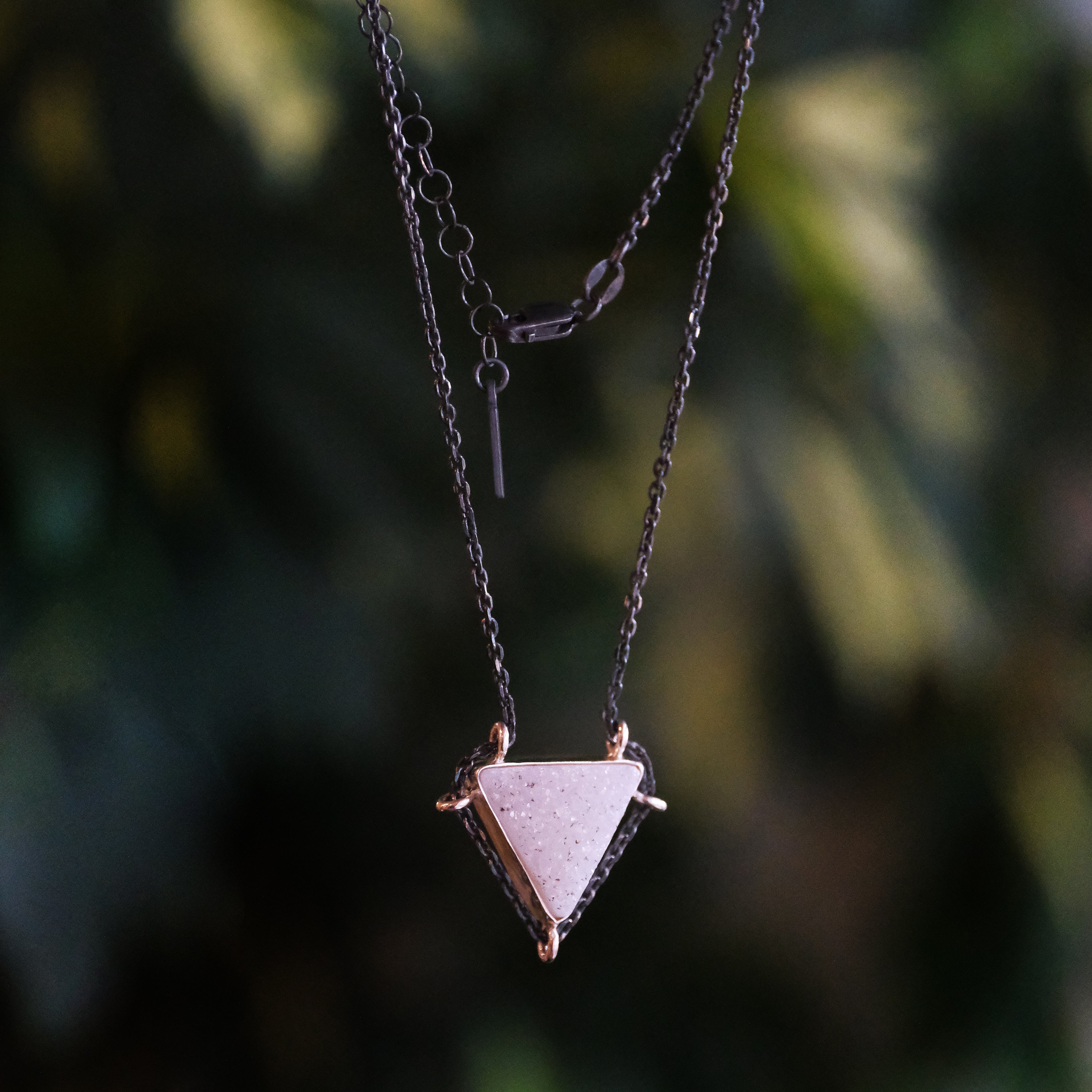 Snow Druzy Path Necklace - One of a Kind