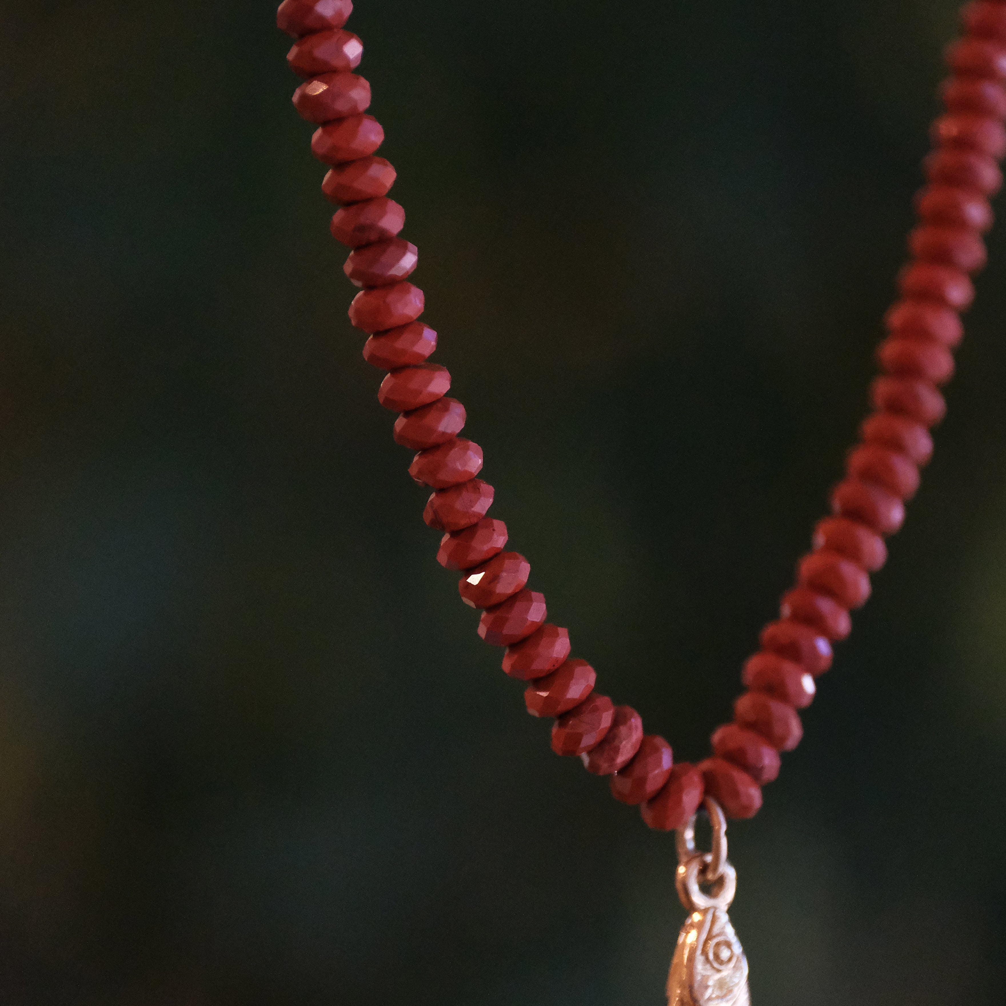 Red Jasper + Bronze Sardine Necklace