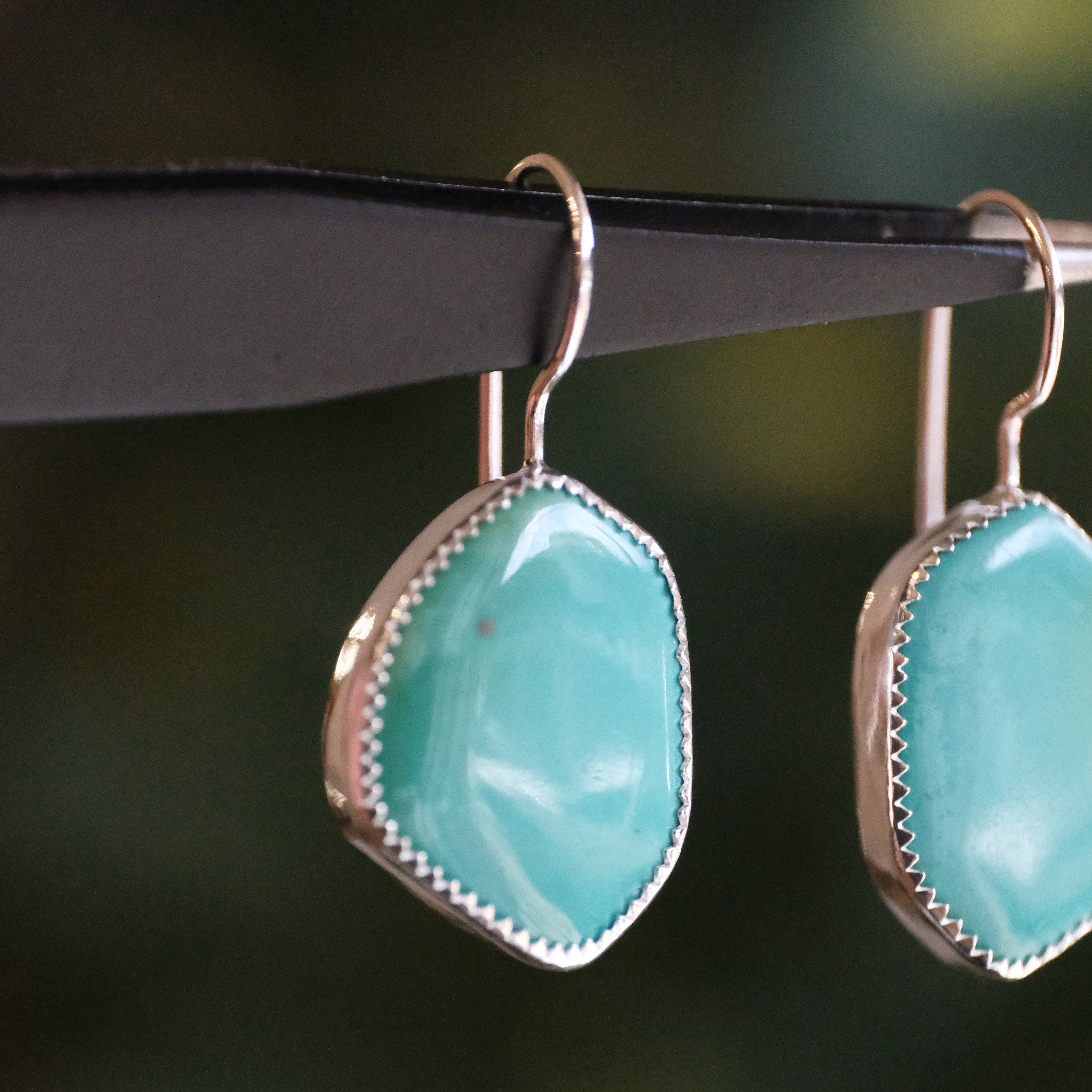 Turquoise + Sterling Angles Earrings - One of a Kind