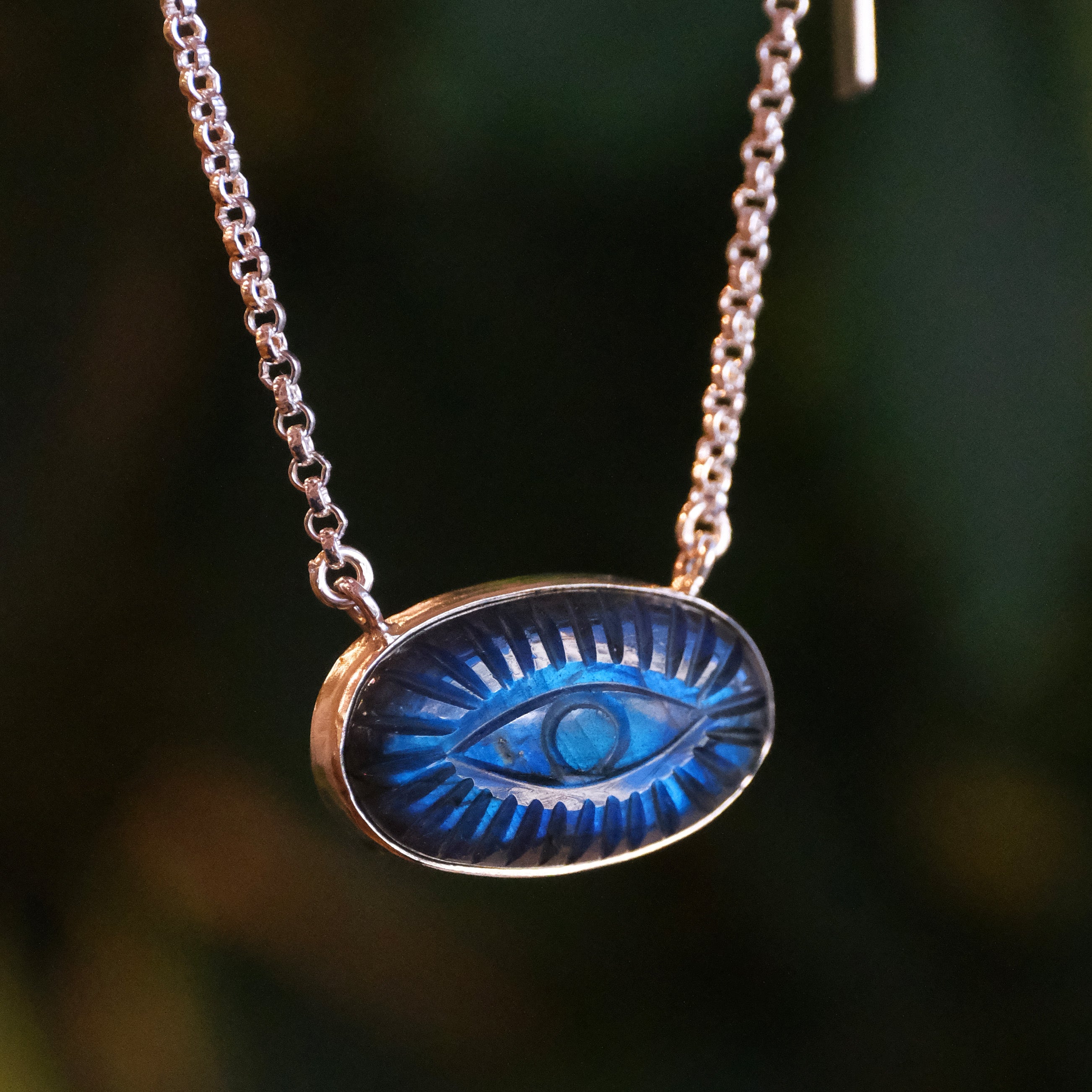 Labradorite Evil Eye Protector Necklace - One of a Kind